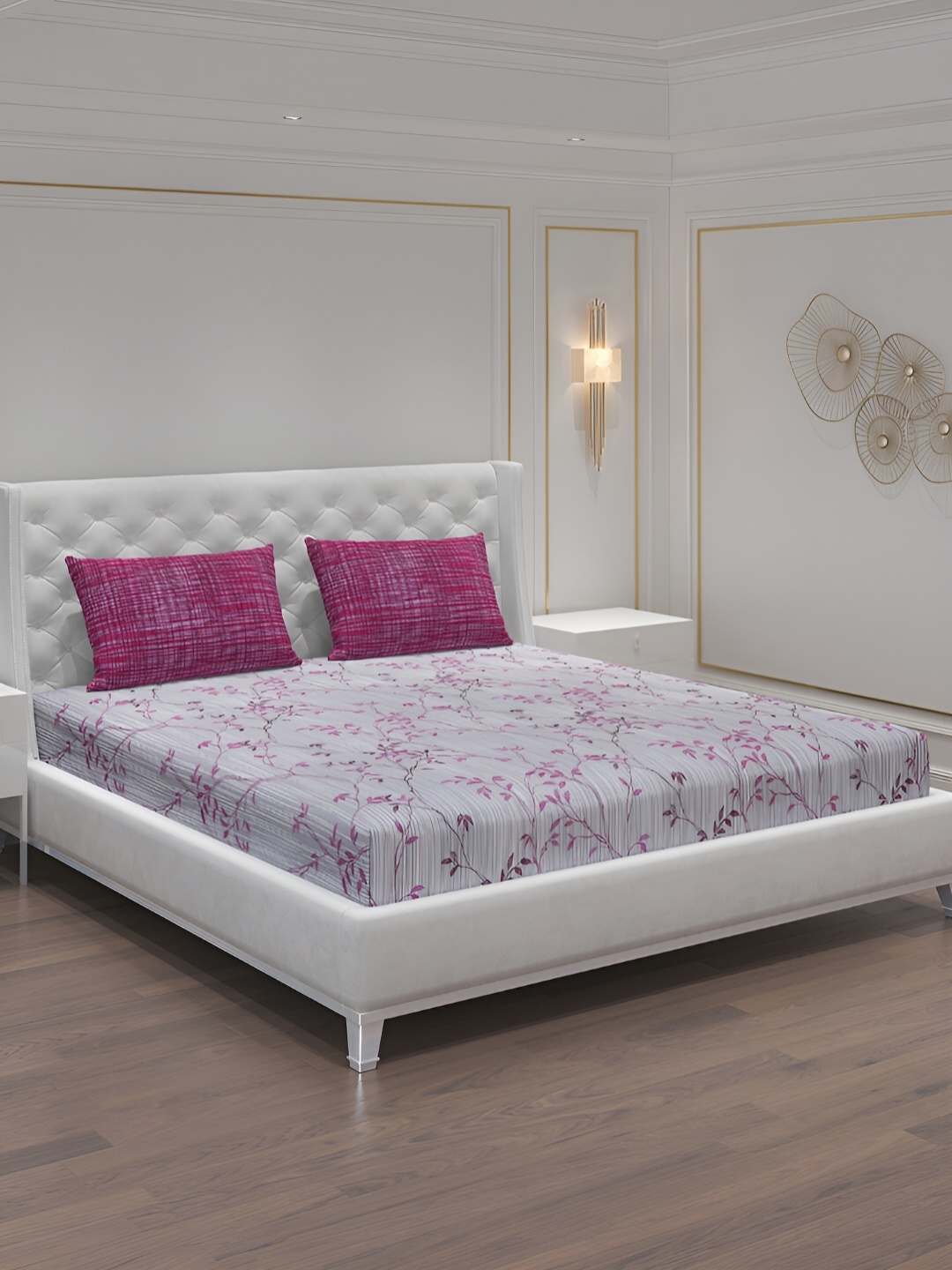 Moca By Monte Carlo Grey & Purple Floral 104 TC 2 Queen Bedsheet with 4 Pillow Covers
Moca By Monte Carlo Grey & Purple Floral 104 TC 2 Queen Bedsheet with 4 Pillow Covers