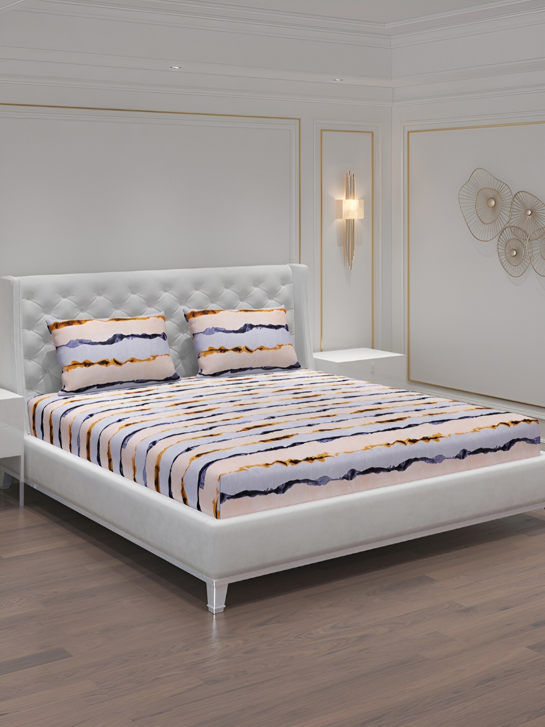 Moca By Monte Carlo Pink & Blue Striped 120 TC 2 Queen Bedsheet with 4 Pillow Covers
Moca By Monte Carlo Pink & Blue Striped 120 TC 2 Queen Bedsheet with 4 Pillow Covers