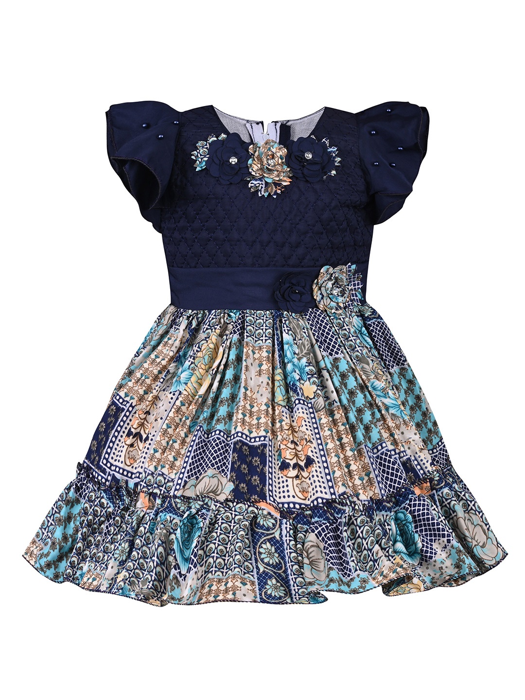 Wish Karo Girls Embellished Floral Printed Flared Sleeves Satin Fit & Flare Dress, Navy blue
Wish Karo Girls Embellished Floral Printed Flared Sleeves Satin Fit & Flare Dress, Navy blue