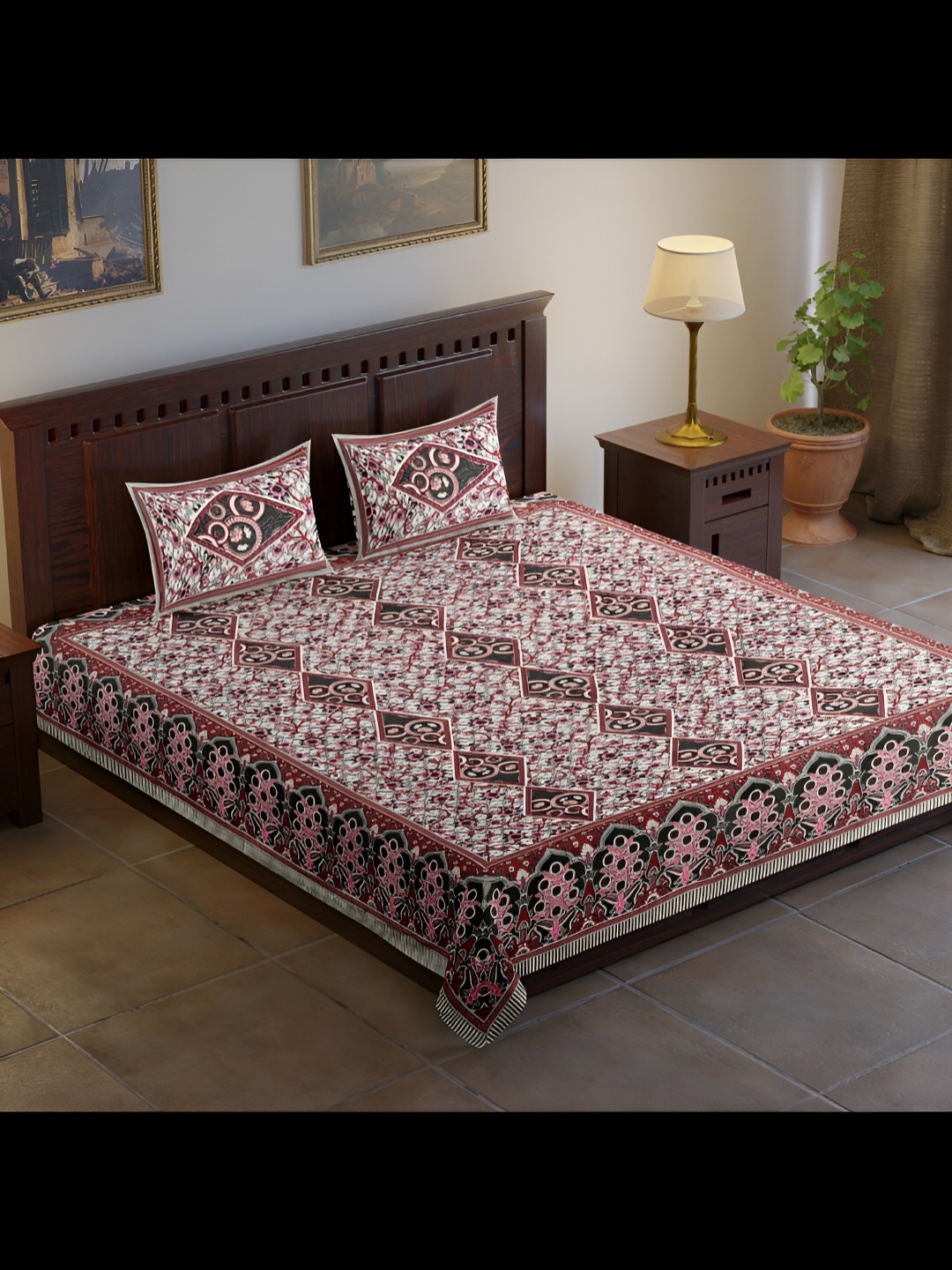 UBANIA COLLECTION Maroon & Grey Printed Cotton 120 TC King Bedsheet With 2 Pillow Covers
UBANIA COLLECTION Maroon & Grey Printed Cotton 120 TC King Bedsheet With 2 Pillow Covers