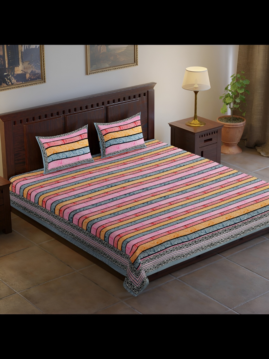UBANIA COLLECTION Pink & Grey Printed Cotton 120 TC King Bedsheet With 2 Pillow Covers
UBANIA COLLECTION Pink & Grey Printed Cotton 120 TC King Bedsheet With 2 Pillow Covers