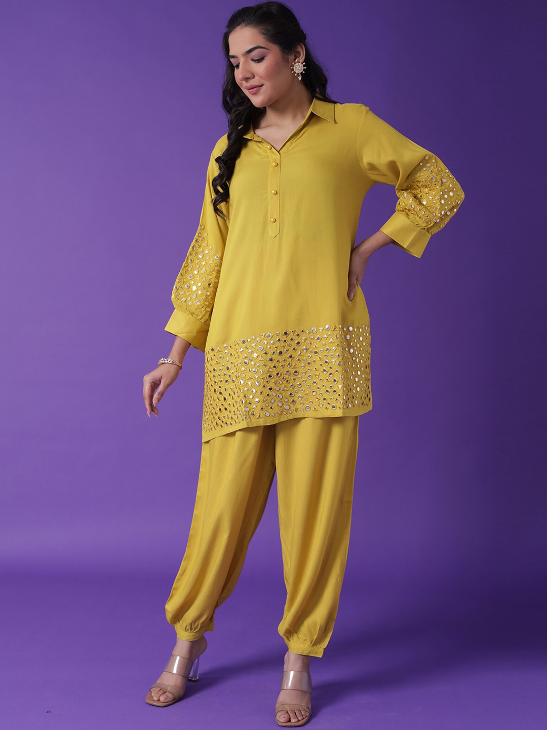 ZARI Embroidered Mirror Work Pure Cotton Grandeur & Majestic Artwork Kurta With Salwar, Gold
ZARI Embroidered Mirror Work Pure Cotton Grandeur & Majestic Artwork Kurta With Salwar, Gold