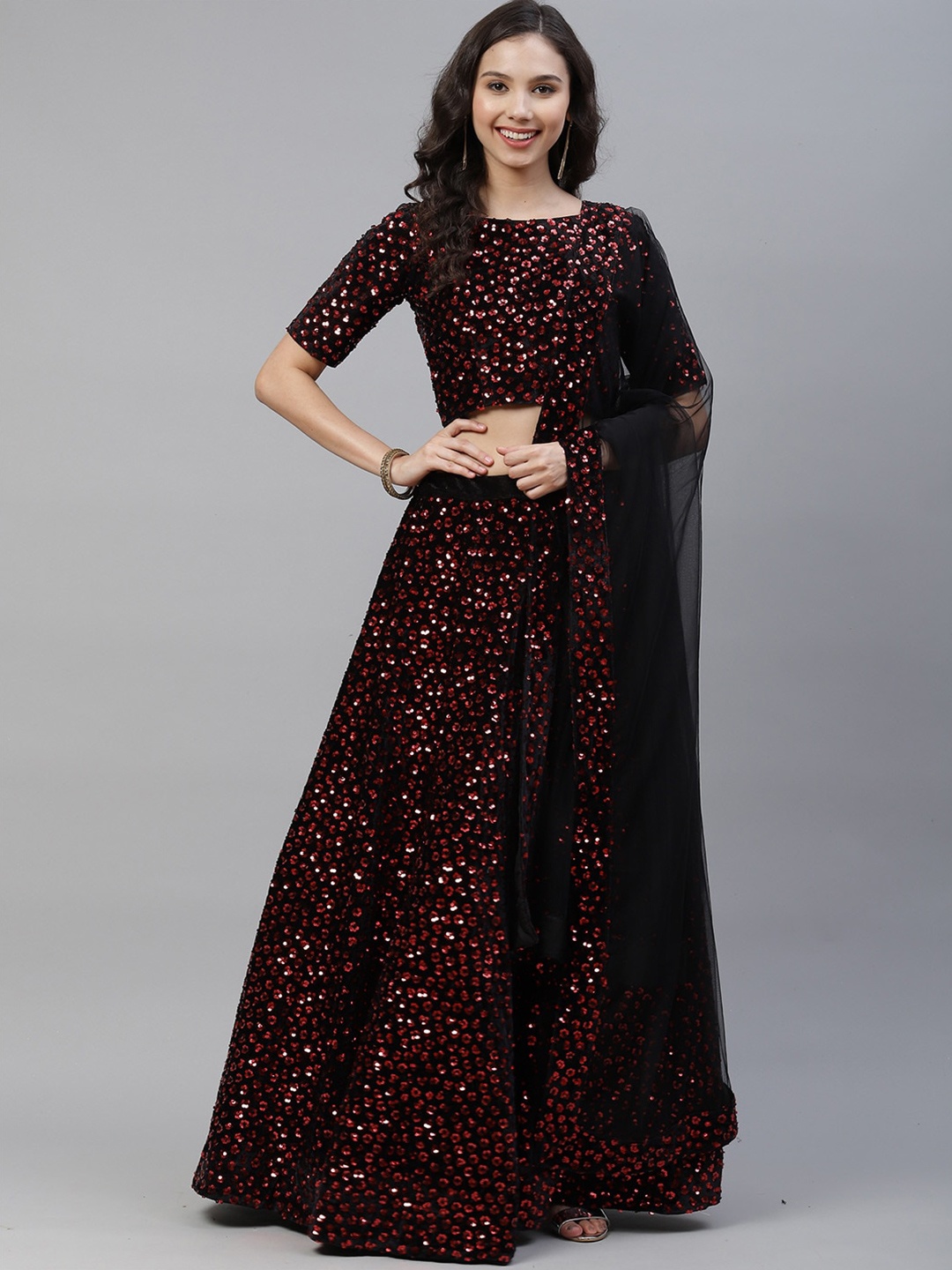SHUBHKALA Embellished Semi-Stitched Lehenga & Unstitched Blouse With Dupatta, Navy blue
SHUBHKALA Embellished Semi-Stitched Lehenga & Unstitched Blouse With Dupatta, Navy blue