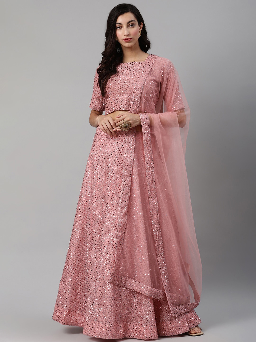 SHUBHKALA Embellished Sequinned Semi-Stitched Lehenga & Unstitched Blouse With Dupatta, Pink
SHUBHKALA Embellished Sequinned Semi-Stitched Lehenga & Unstitched Blouse With Dupatta, Pink