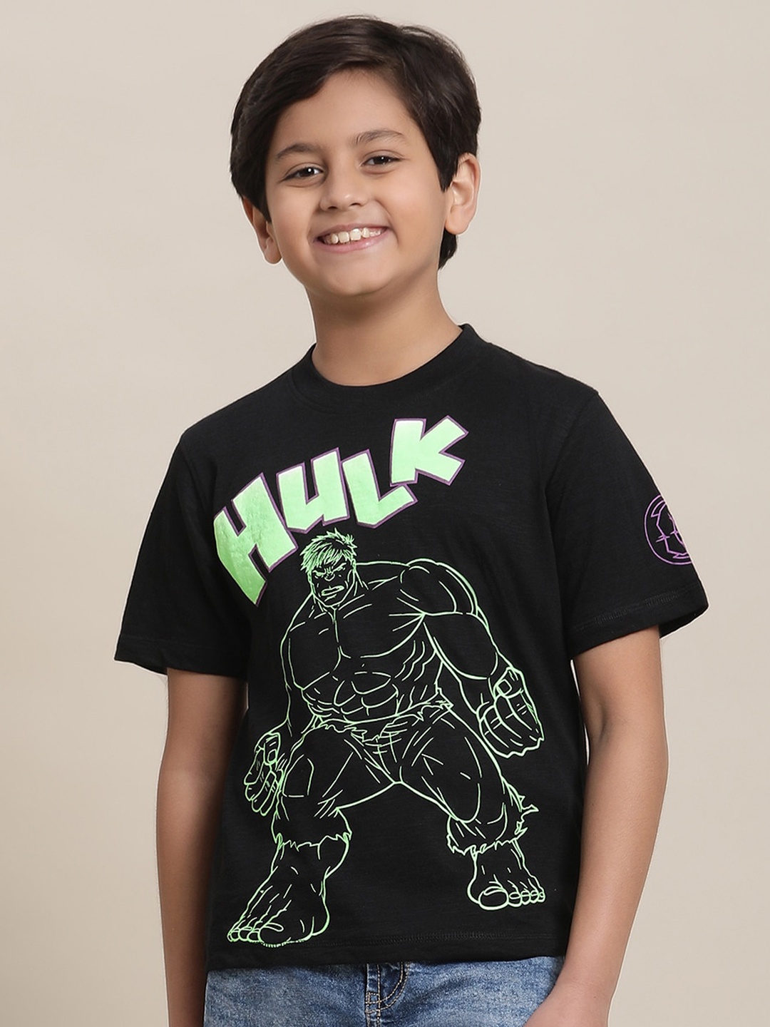 Kids Ville Boys Round Neck Short Sleeves Hulk-Printed Pure-Cotton T-Shirt, Black
Kids Ville Boys Round Neck Short Sleeves Hulk-Printed Pure-Cotton T-Shirt, Black