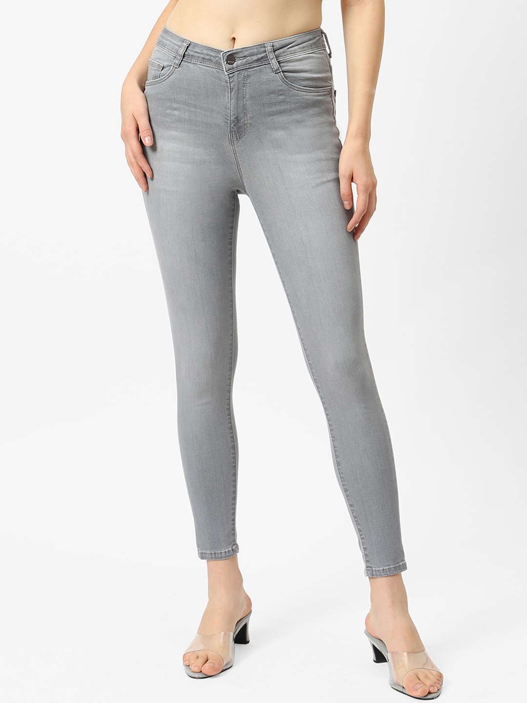 Kraus Jeans Women Skinny Fit Light Fade Cropped Whiskers & Chevrons Stretchable Jeans, Grey
Kraus Jeans Women Skinny Fit Light Fade Cropped Whiskers & Chevrons Stretchable Jeans, Grey
