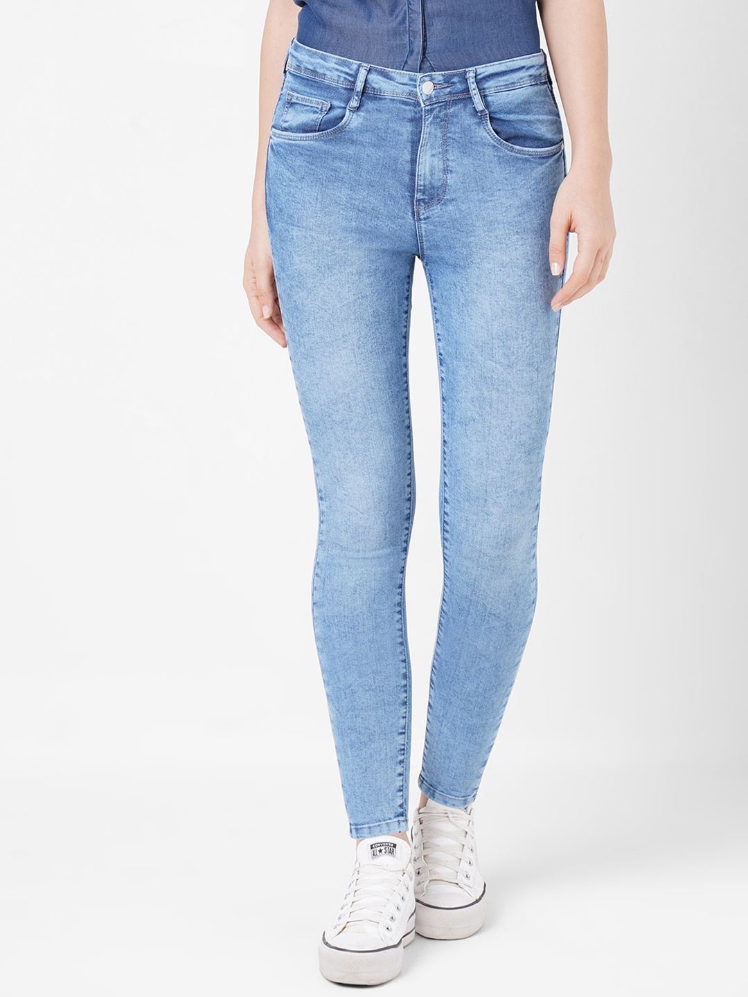Kraus Jeans Women Skinny Fit High-Rise Clean Look Light Fade Stretchable Jeans, Blue
Kraus Jeans Women Skinny Fit High-Rise Clean Look Light Fade Stretchable Jeans, Blue