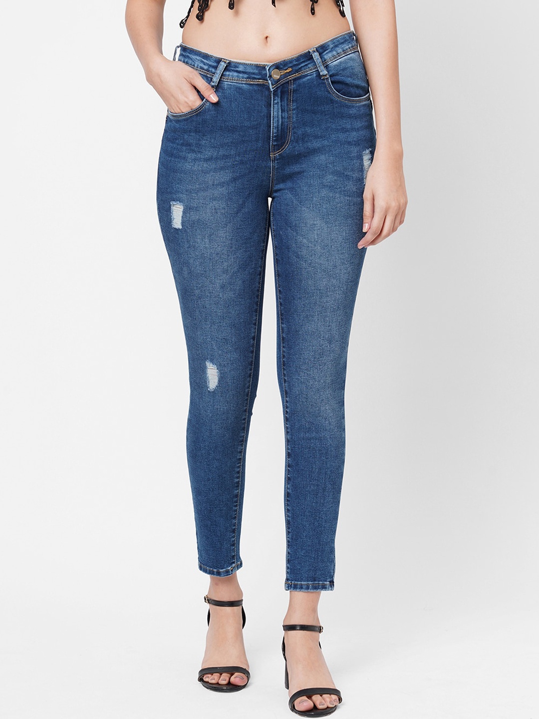 Kraus Jeans Women Super Skinny Fit Low Distress Light Fade Whiskers Stretchable Jeans, Blue
Kraus Jeans Women Super Skinny Fit Low Distress Light Fade Whiskers Stretchable Jeans, Blue