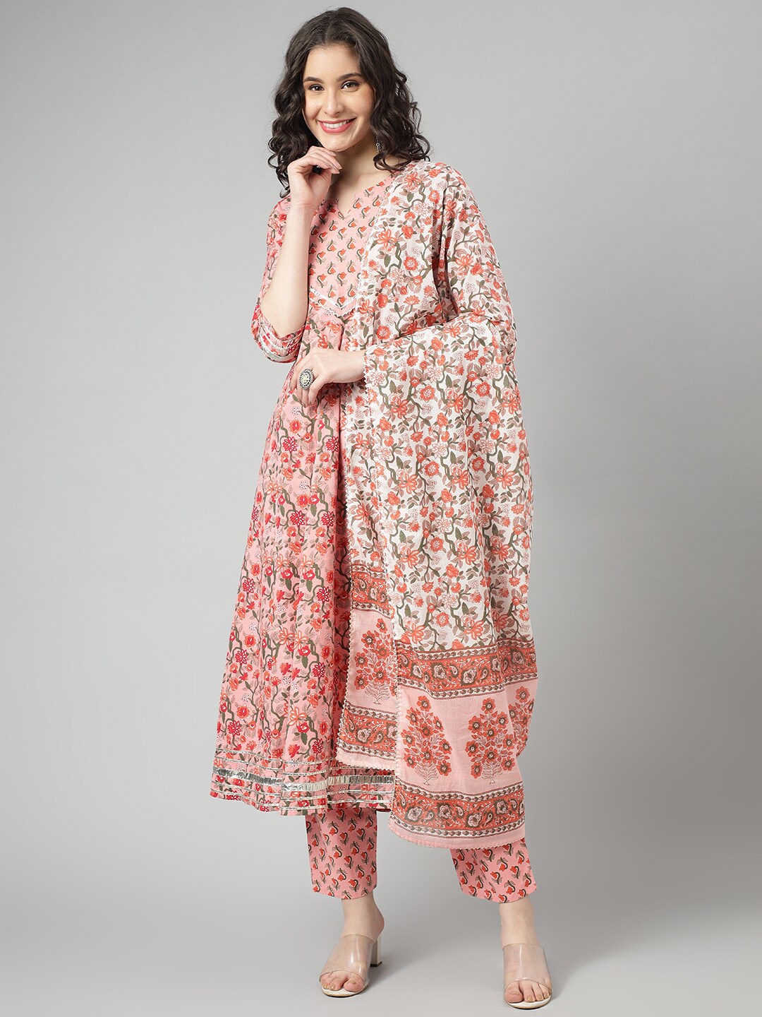 SAABHI Floral Printed Regular Pure Cotton Kurta with Trousers & Dupatta, Peach
SAABHI Floral Printed Regular Pure Cotton Kurta with Trousers & Dupatta, Peach