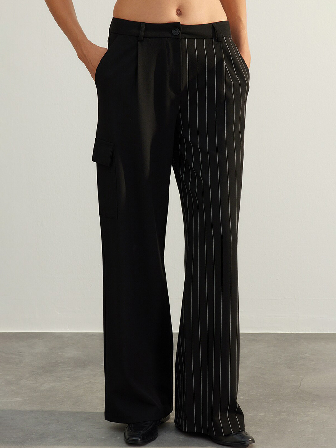 Trendyol Women Striped Low Rise Loose Fit Parallel Trouser, Black
Trendyol Women Striped Low Rise Loose Fit Parallel Trouser, Black