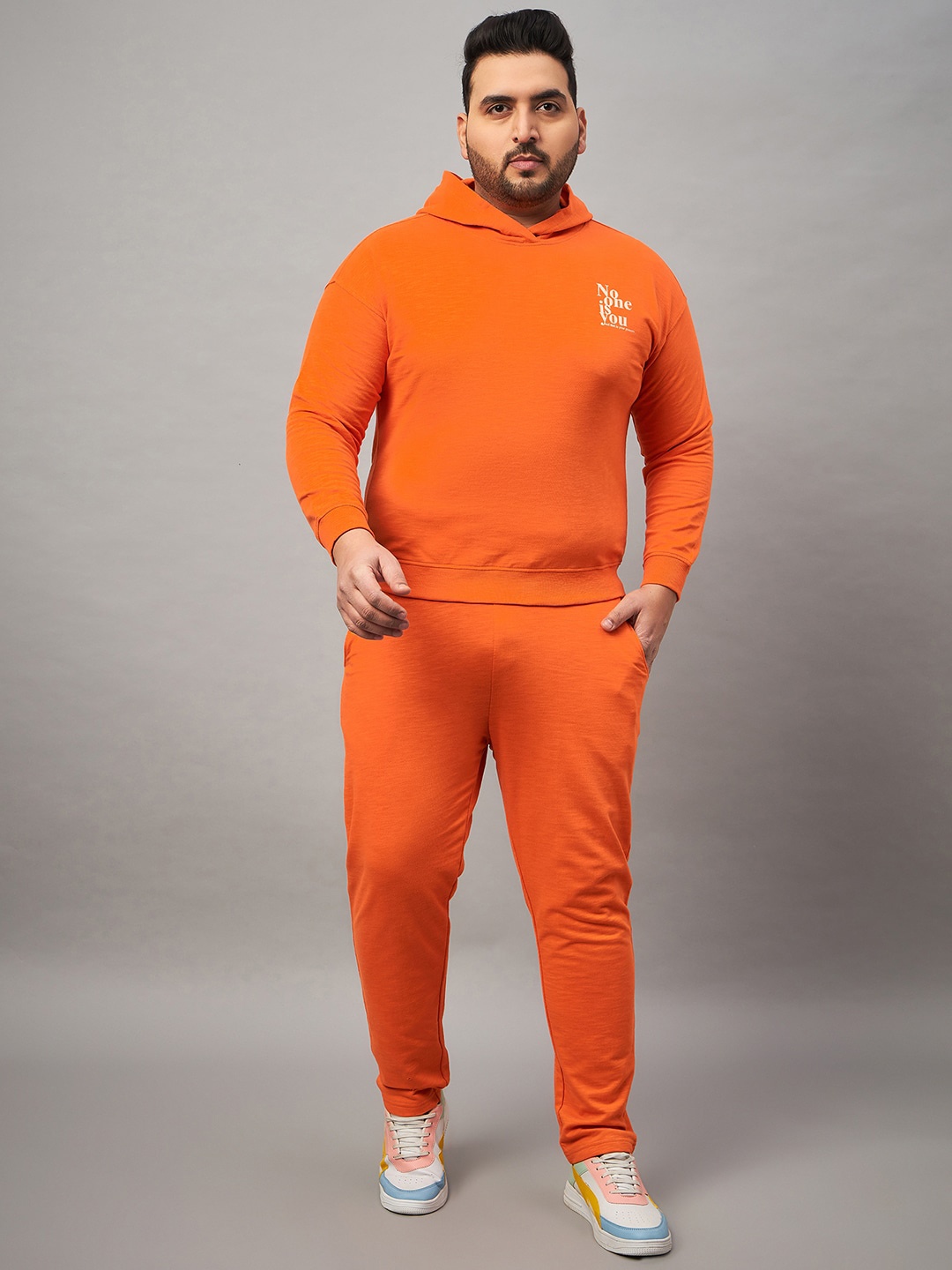 Club York Men Plus Size Mid Rise Track Pant, Orange