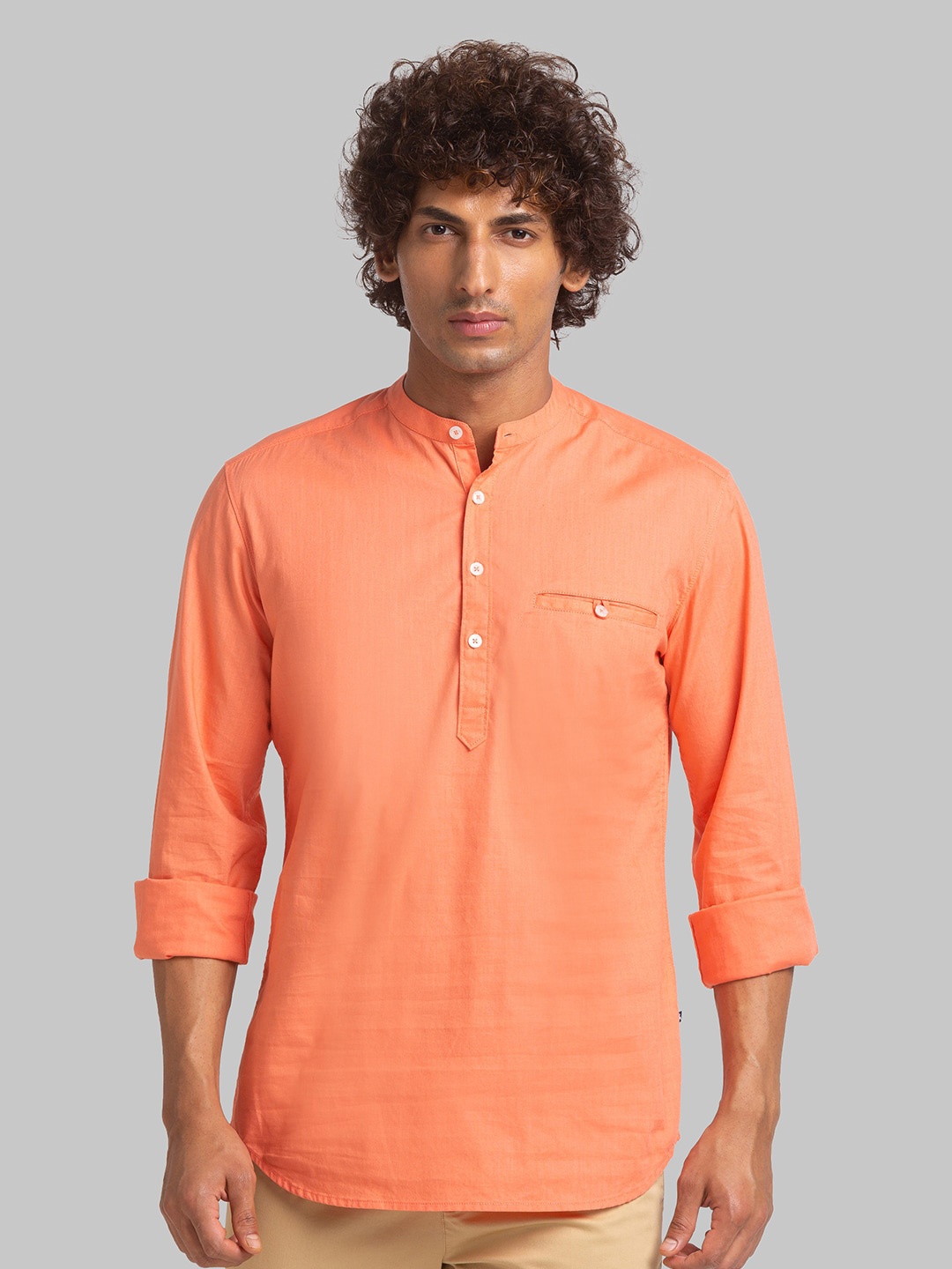 Parx Slim Fit Opaque Cotton Formal Shirt, Orange
