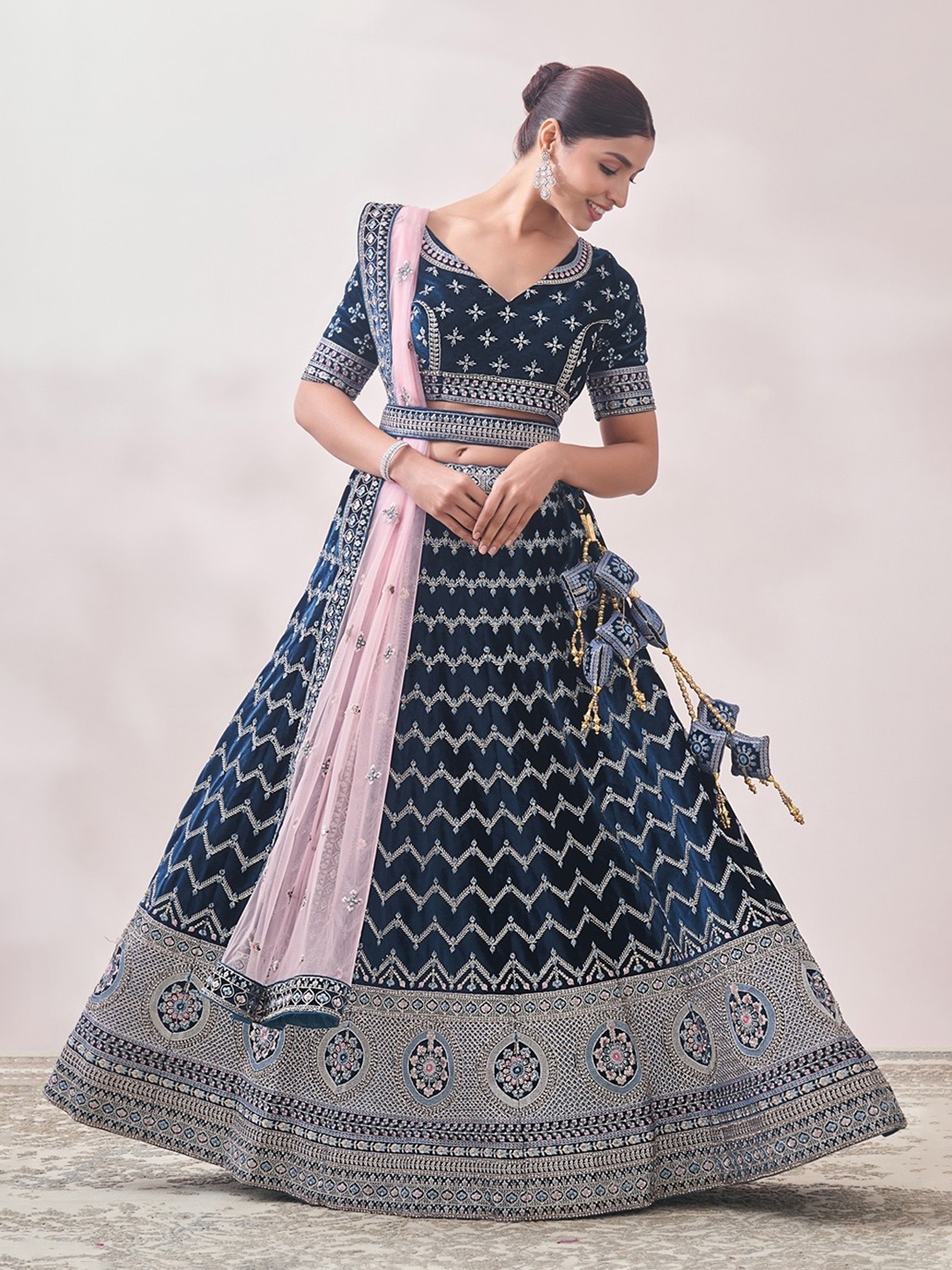 MOHEY Embroidered Zari Semi-Stitched Lehenga & Unstitched Blouse With Dupatta, Blue
MOHEY Embroidered Zari Semi-Stitched Lehenga & Unstitched Blouse With Dupatta, Blue