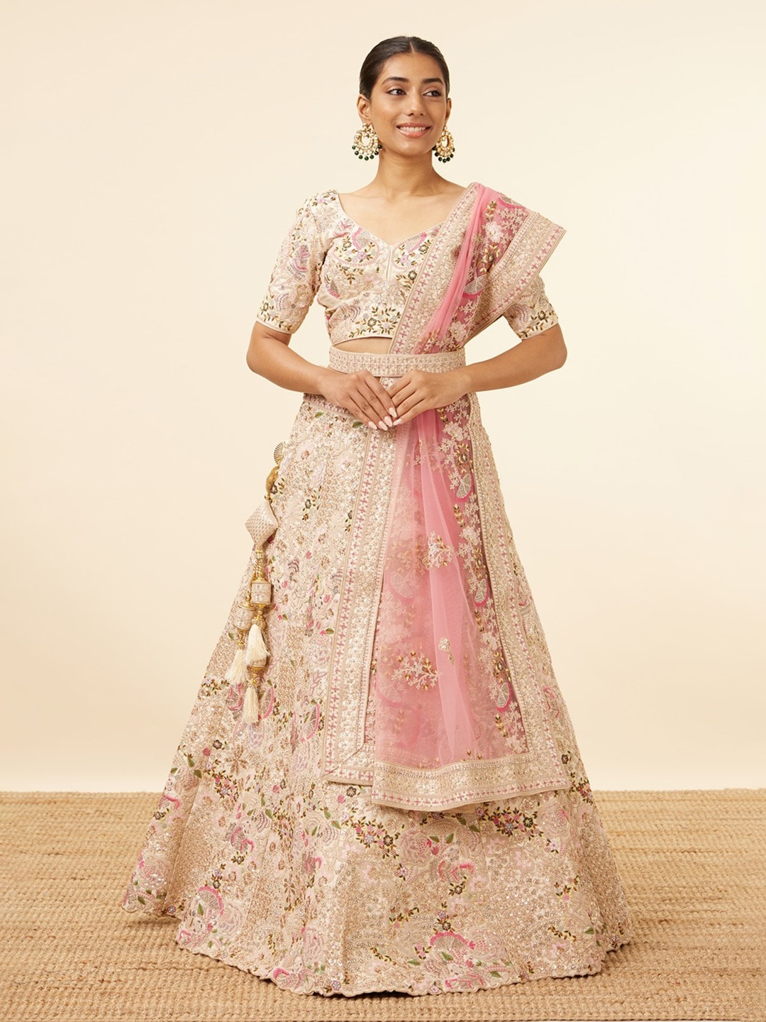 MOHEY Embroidered Sequinned Semi-Stitched Lehenga & Unstitched Blouse With Dupatta, Cream
MOHEY Embroidered Sequinned Semi-Stitched Lehenga & Unstitched Blouse With Dupatta, Cream