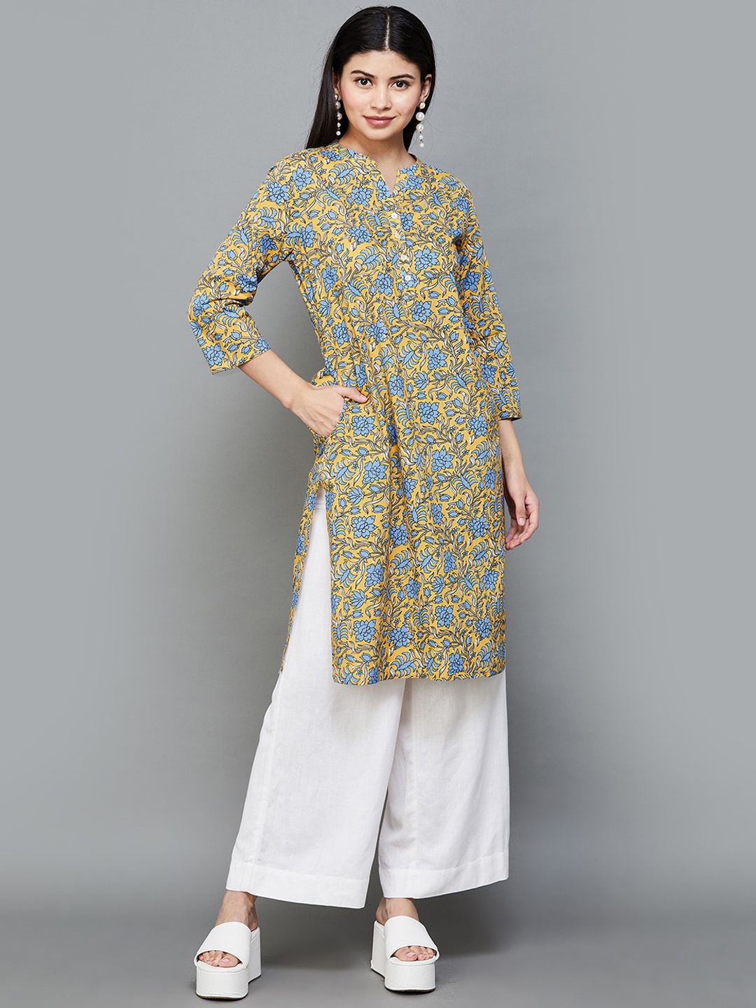 Melange by Lifestyle Round Neck Three Quarter Sleeves Floral Printed Cotton Kurta, Mustard
Melange by Lifestyle Round Neck Three Quarter Sleeves Floral Printed Cotton Kurta, Mustard