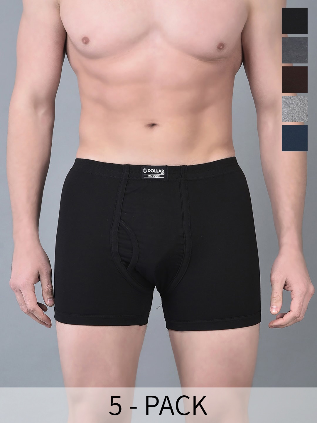 Dollar Bigboss Men Assorted Combed Cotton Interlock Trunks MBTR-02-BOXER-PO1-CO1-S24