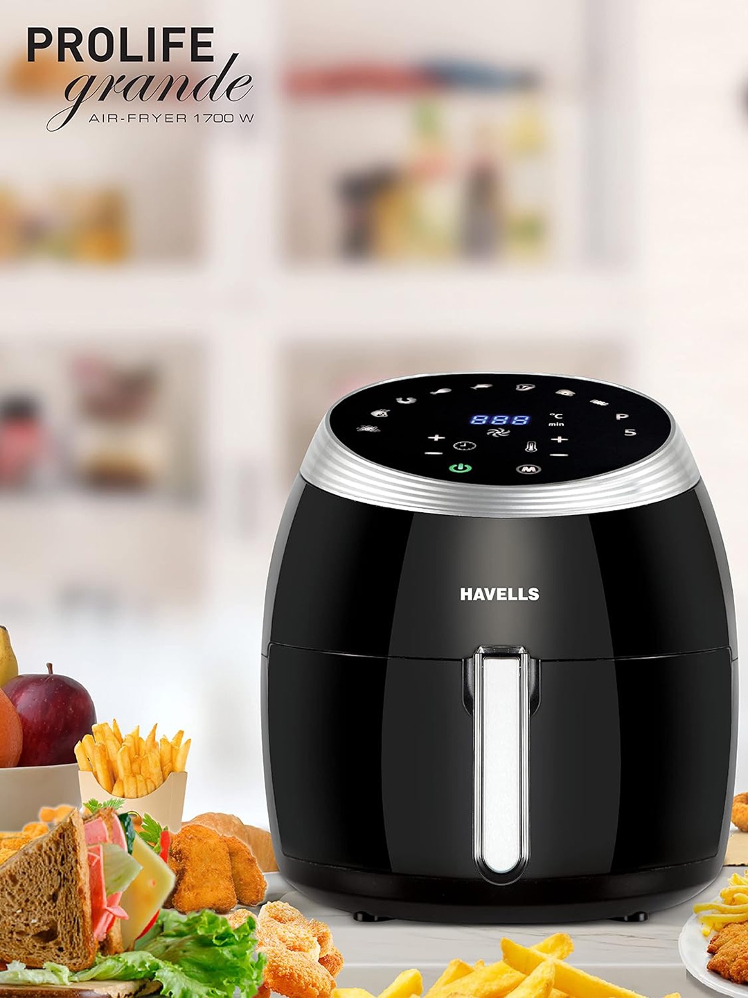 Havells Prolife Grande 1700 W Digital Touch Panel10 Auto Pre-Settings Air Fryer-6.5 L, Black
Havells Prolife Grande 1700 W Digital Touch Panel10 Auto Pre-Settings Air Fryer-6.5 L, Black