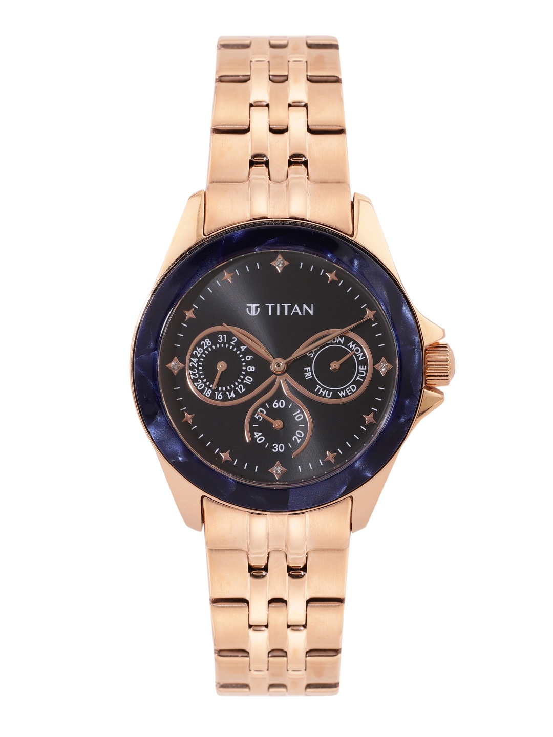 Titan Women Embellished Dial & Stainless Steel Bracelet Strap Analogue Watch 95186KM01, Black
Titan Women Embellished Dial & Stainless Steel Bracelet Strap Analogue Watch 95186KM01, Black