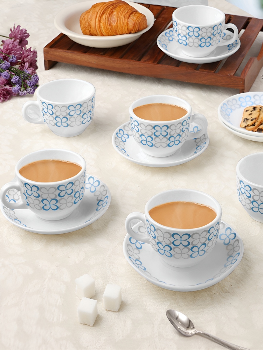 Larah by BOROSIL Sundrop 12 Pieces White & Blue Printed Opalware Cups & Saucers 120 ml
Larah by BOROSIL Sundrop 12 Pieces White & Blue Printed Opalware Cups & Saucers 120 ml