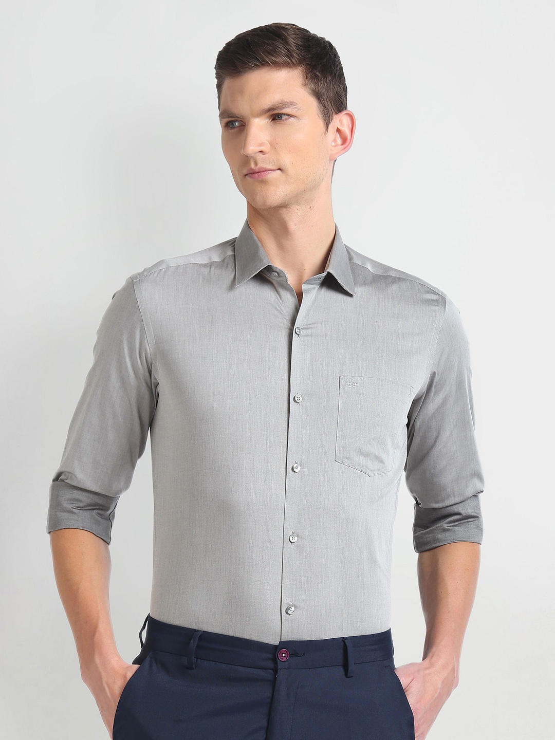 Arrow Self Design Spread Collar Heathered Twill Slim Fit Pure Cotton Autopress Formal Shirt, Grey
Arrow Self Design Spread Collar Heathered Twill Slim Fit Pure Cotton Autopress Formal Shirt, Grey