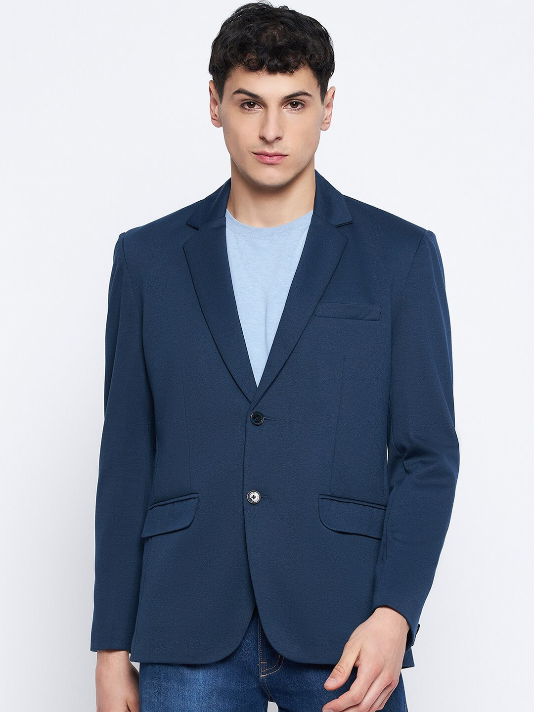 Okane Single-Breasted Notched Lapel Blazer, Navy blue 
Okane Single-Breasted Notched Lapel Blazer, Navy blue