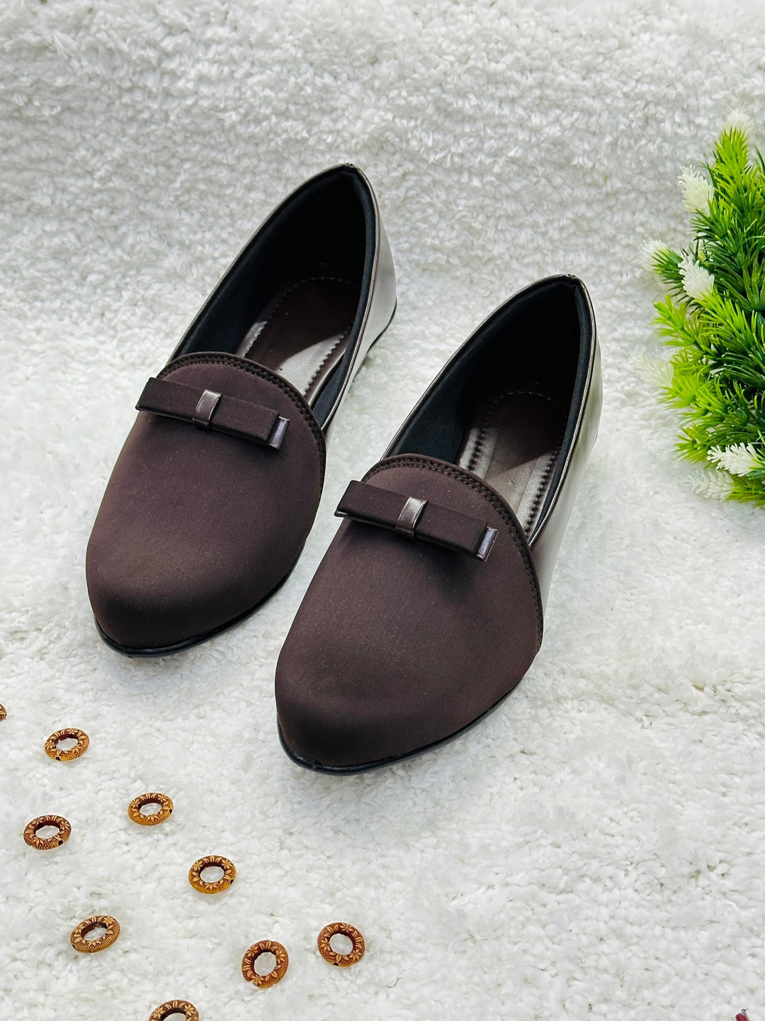 Kiana House Of Fashion Women Bow Detailed Loafers, Brown 
Kiana House Of Fashion Women Bow Detailed Loafers, Brown