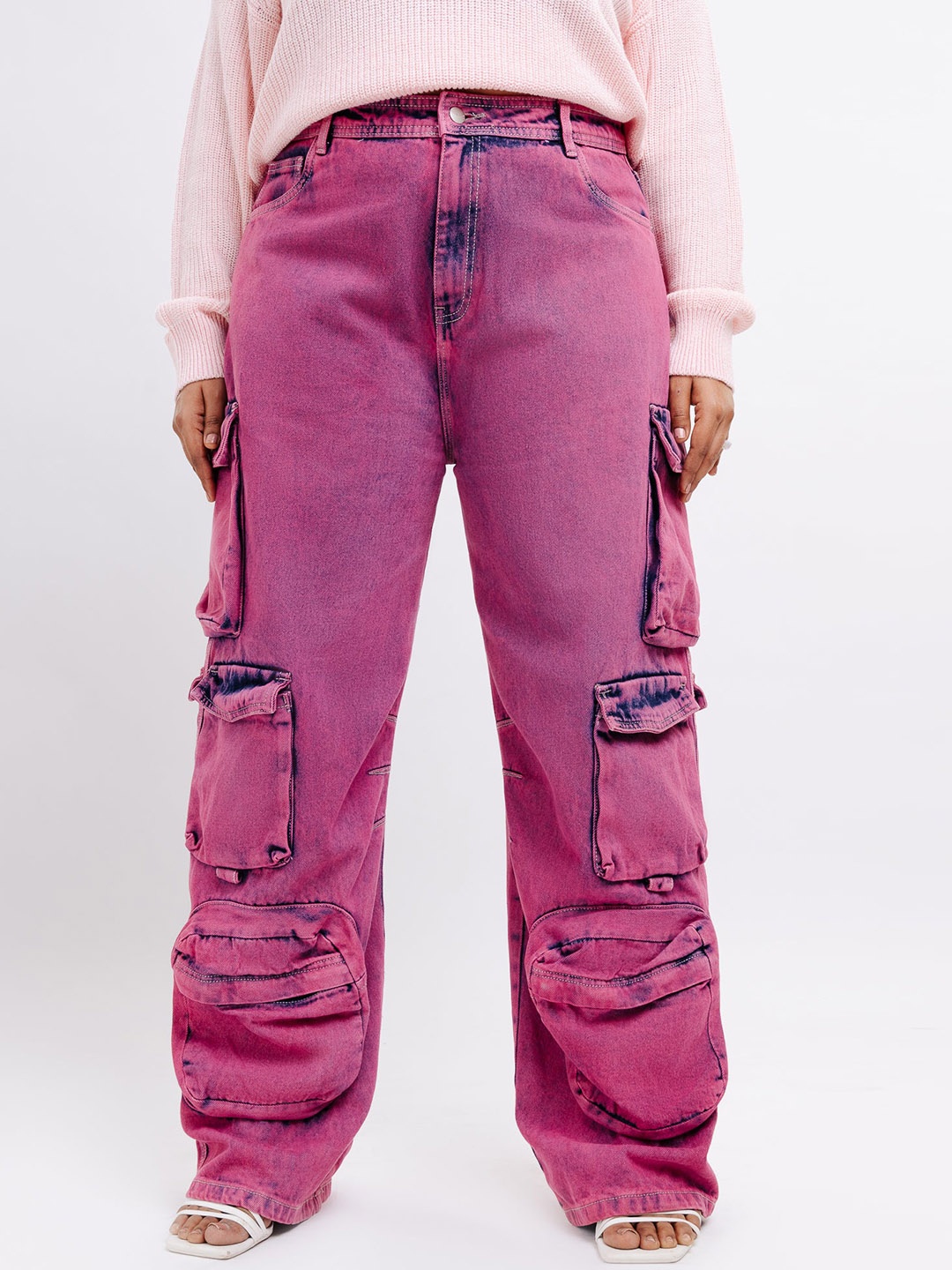 FREAKINS Women Plus Size Relaxed Fit High-Rise Clean Look Cotton Cargo Jeans, Pink
FREAKINS Women Plus Size Relaxed Fit High-Rise Clean Look Cotton Cargo Jeans, Pink
