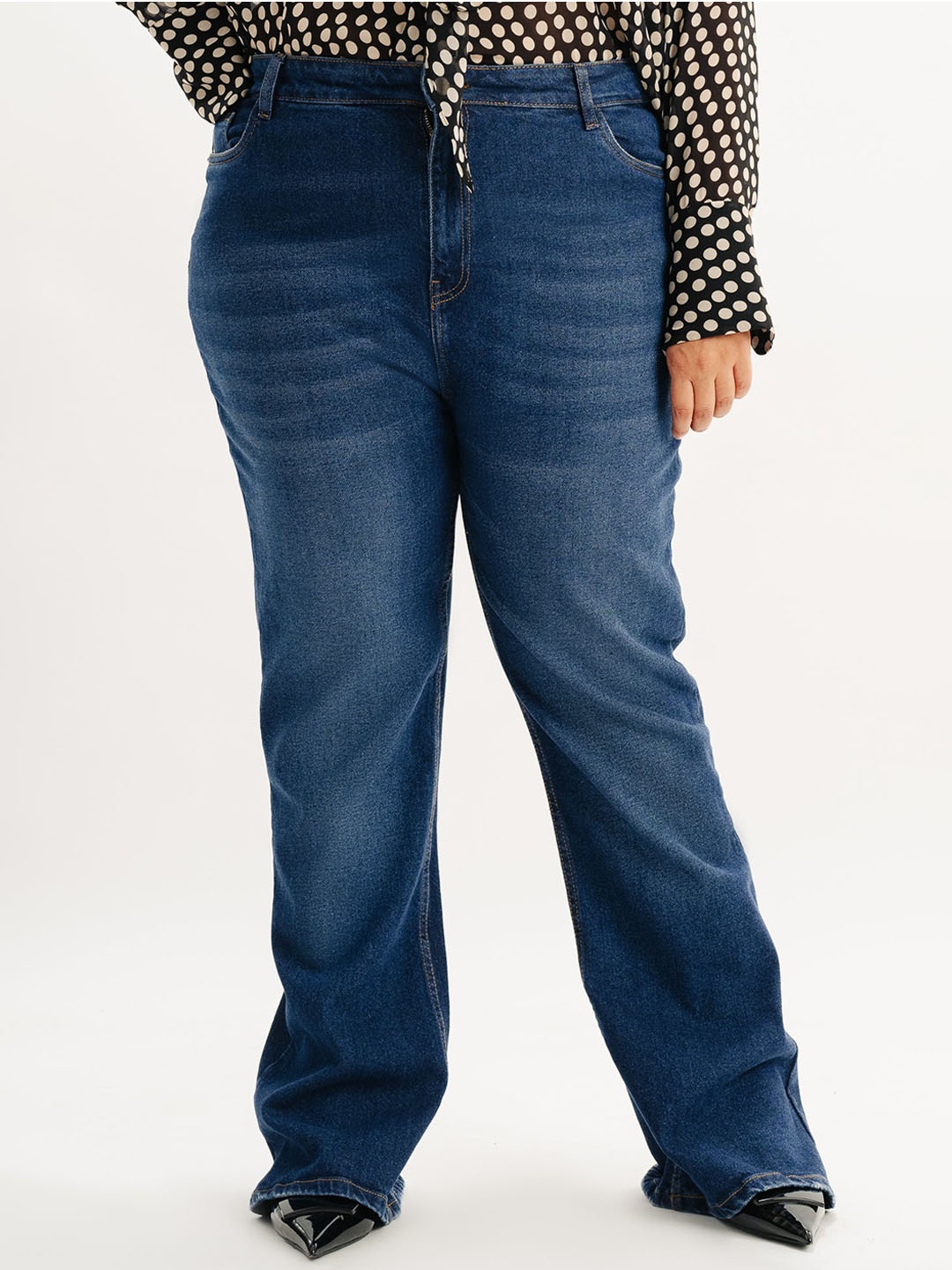 FREAKINS Women Plus Size Bootcut Light Fade Whiskers & Chevrons Stretchable Jeans, Blue
FREAKINS Women Plus Size Bootcut Light Fade Whiskers & Chevrons Stretchable Jeans, Blue