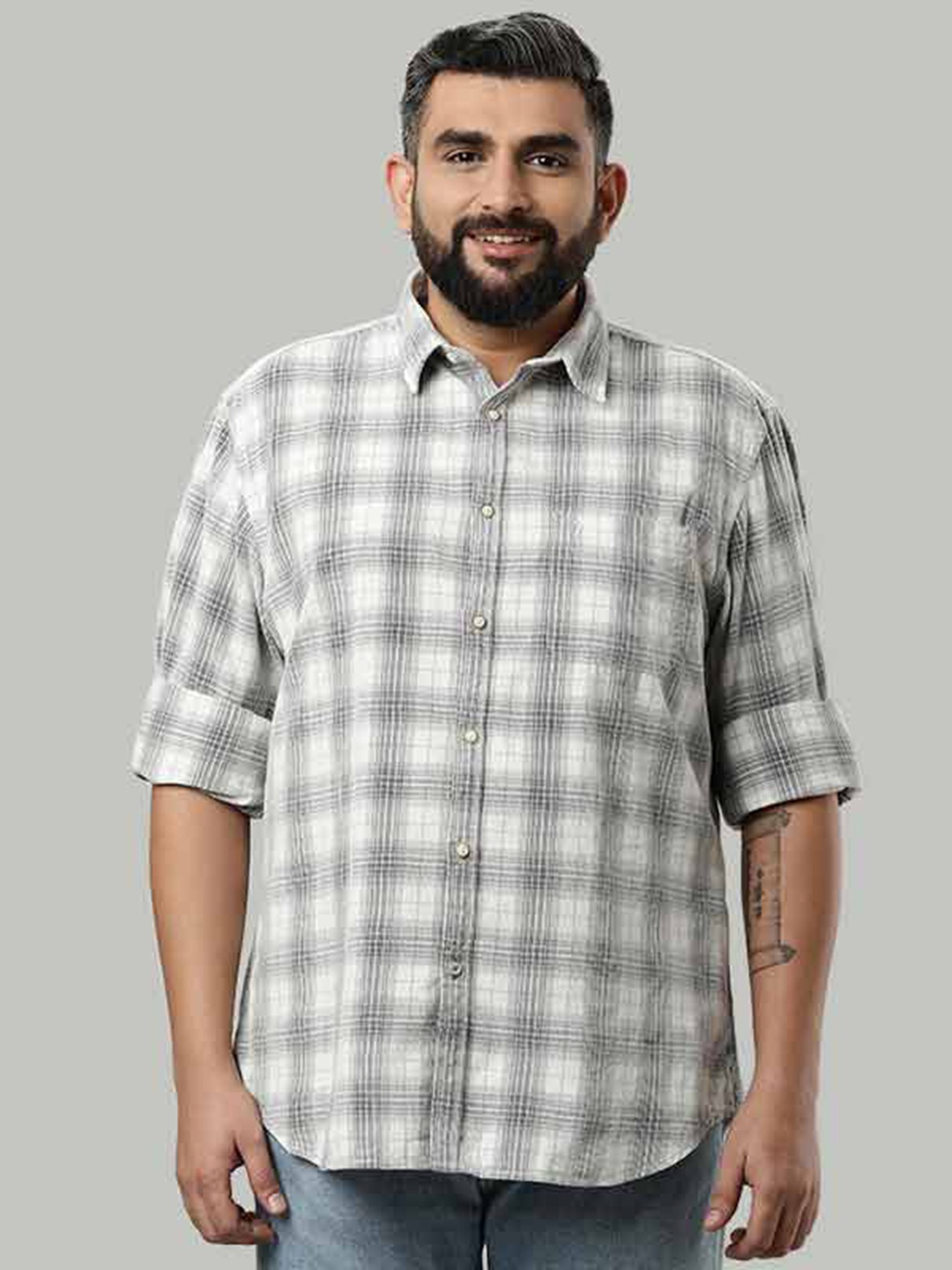 Indian Terrain Plus Size Tartan Checks Spread Collar Chest Pocket Cotton Shirt, Grey
Indian Terrain Plus Size Tartan Checks Spread Collar Chest Pocket Cotton Shirt, Grey