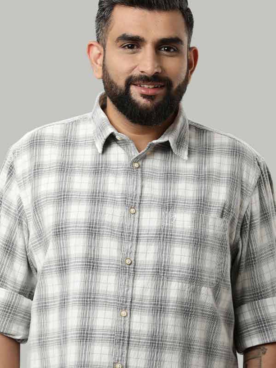Indian Terrain Tartan Checks Cotton Spread Collar Opaque Checked Plus Size Casual Shirt, Grey
Indian Terrain Tartan Checks Cotton Spread Collar Opaque Checked Plus Size Casual Shirt, Grey