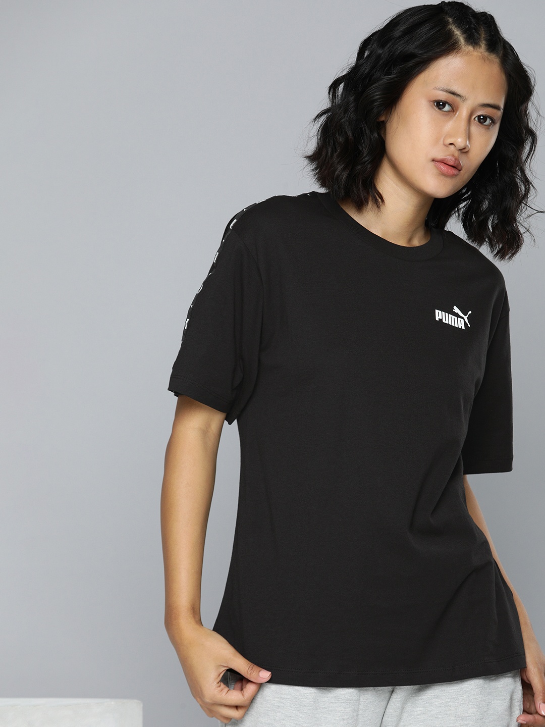 Puma Essentials TAPE Brand Logo Printed Pure Cotton Relaxed Fit T-shirt, Black
Puma Essentials TAPE Brand Logo Printed Pure Cotton Relaxed Fit T-shirt, Black