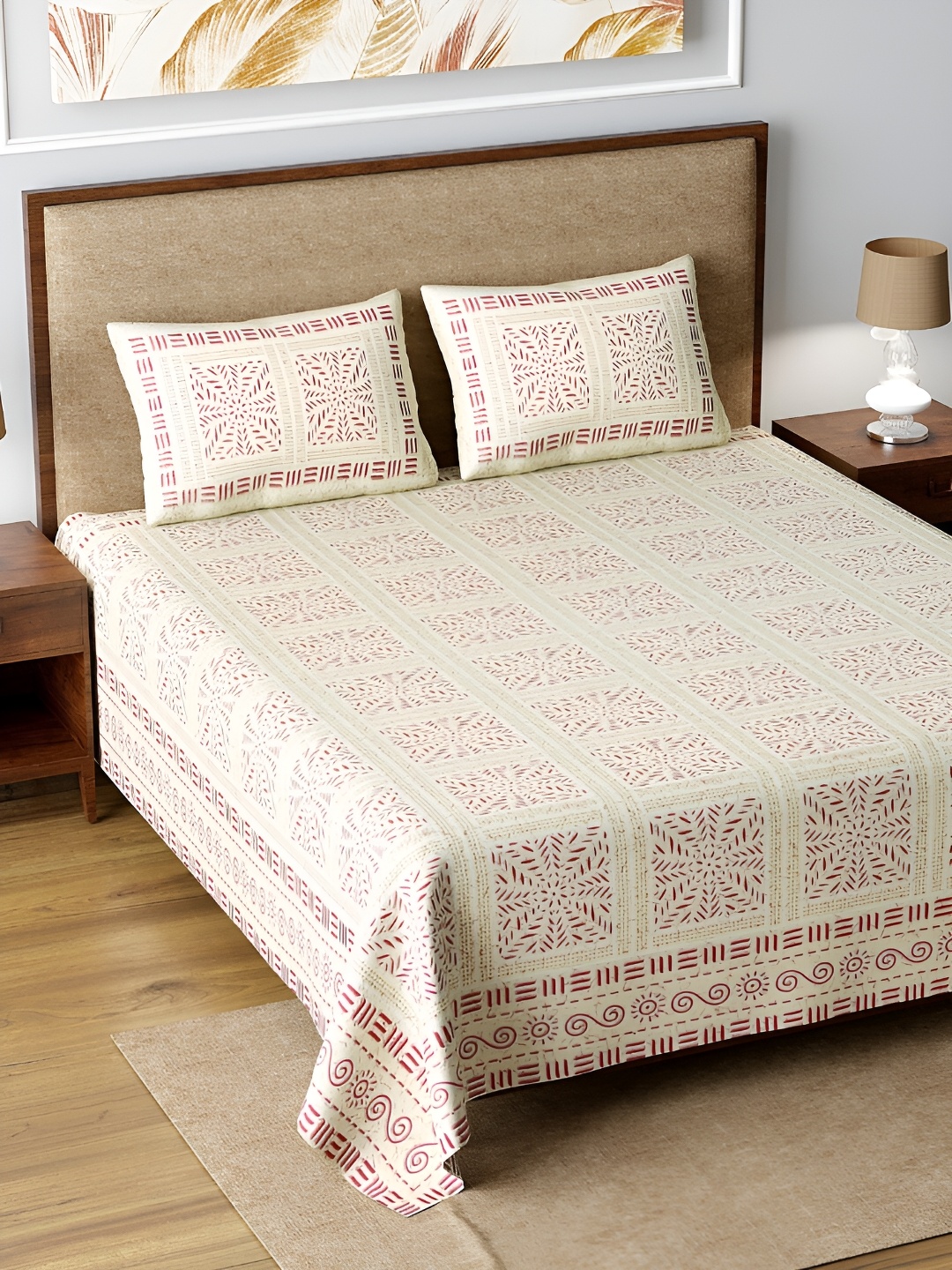 LIVING ROOTS Double King Size Jaipur Block Print Cotton Double Bedsheet & 2 Pillow Covers, White
LIVING ROOTS Double King Size Jaipur Block Print Cotton Double Bedsheet & 2 Pillow Covers, White