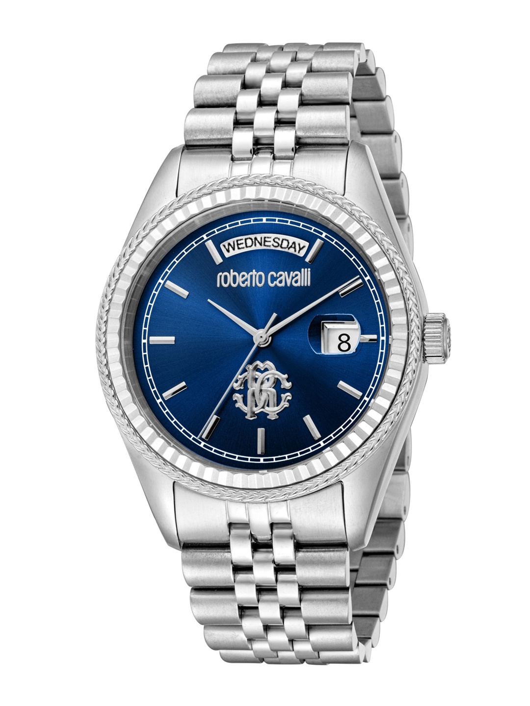 Roberto Cavalli Men Embellished Dial Bracelet Style Straps Analogue Watch RC5G091M0045, Silver
Roberto Cavalli Men Embellished Dial Bracelet Style Straps Analogue Watch RC5G091M0045, Silver