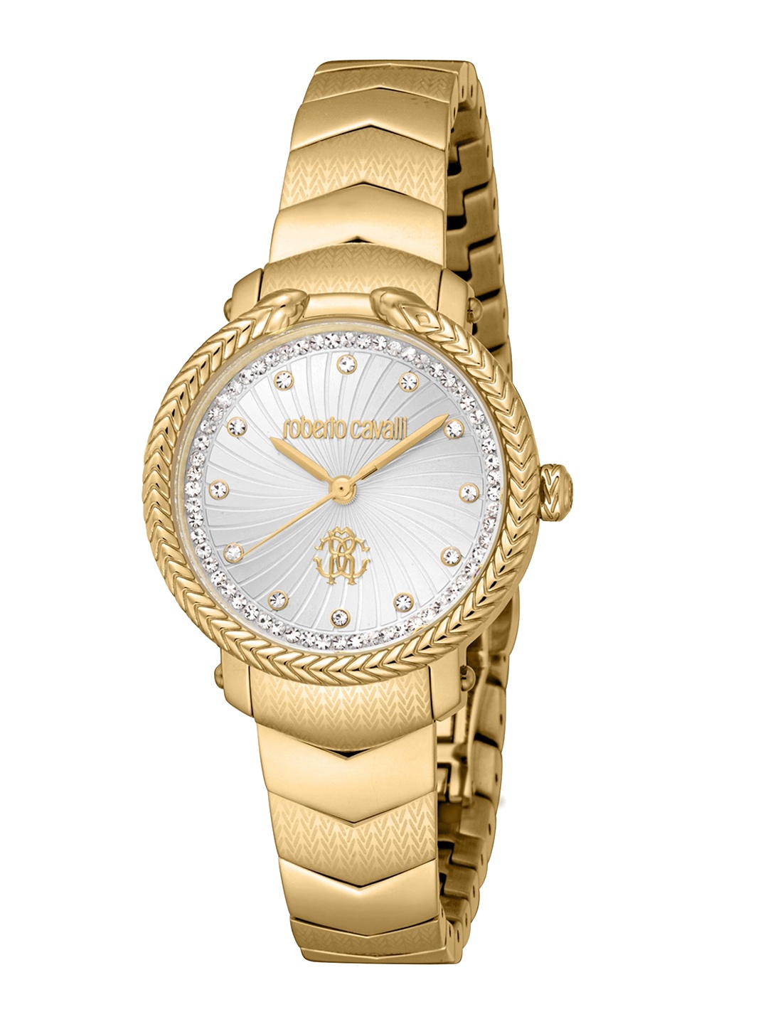 Roberto Cavalli Women Embellished Bracelet Style Straps Analogue Watch RC5L095M0025, Gold
Roberto Cavalli Women Embellished Bracelet Style Straps Analogue Watch RC5L095M0025, Gold