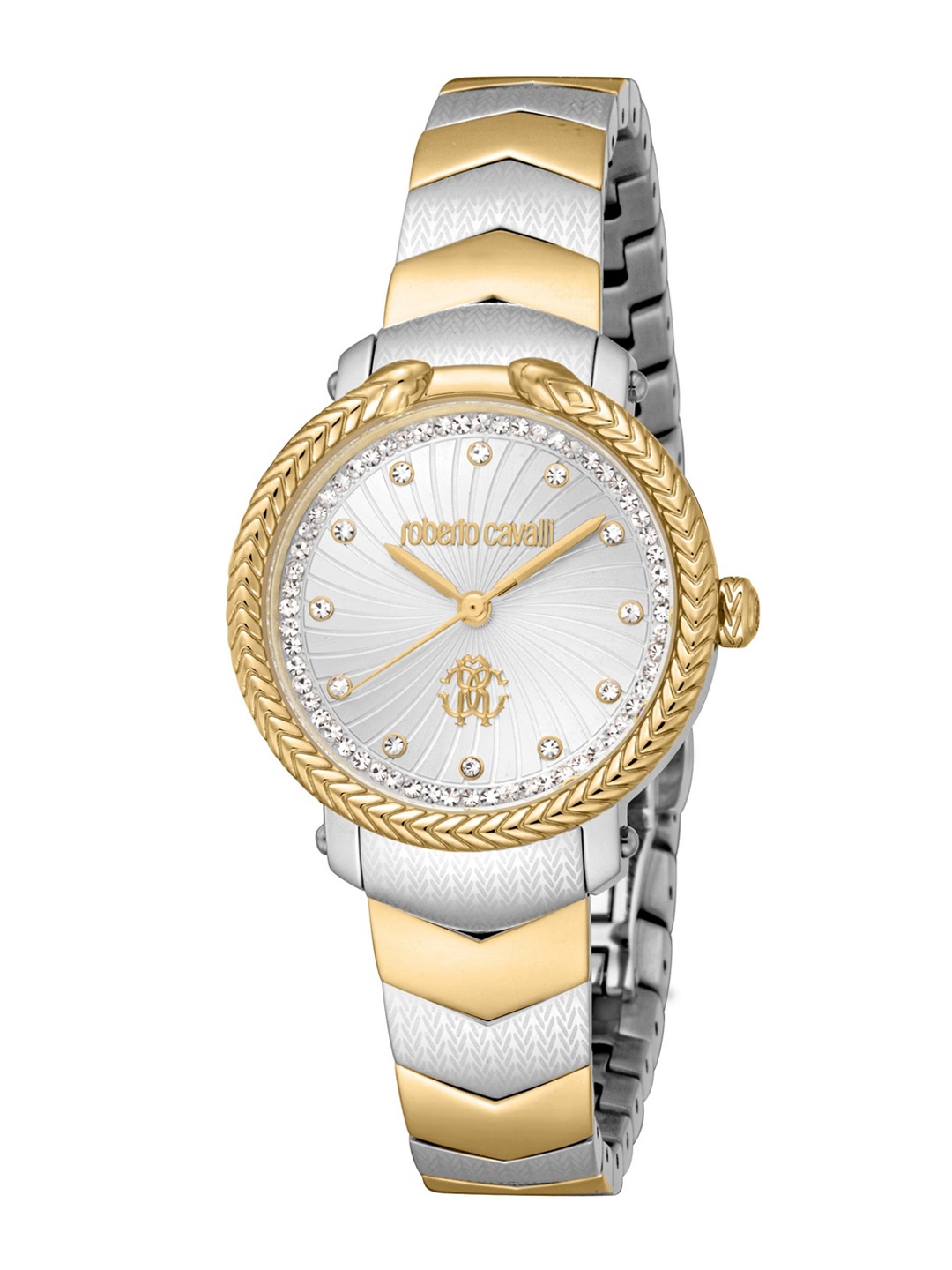 Roberto Cavalli Women Embellished Bracelet Style Straps Analogue Watch RC5L095M0055, Silver
Roberto Cavalli Women Embellished Bracelet Style Straps Analogue Watch RC5L095M0055, Silver