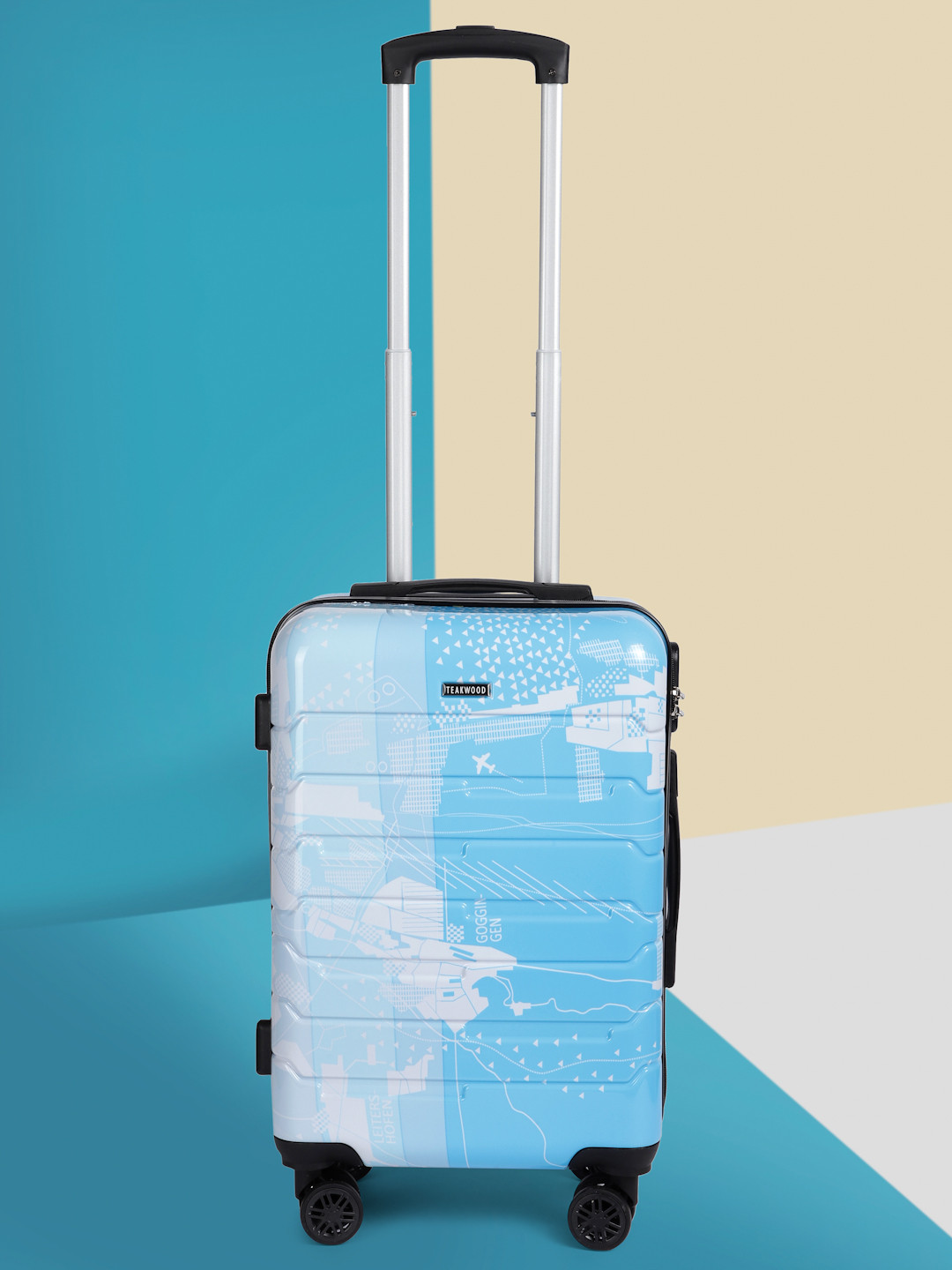 Teakwood Leathers Twin Printed 360-Degree Rotation Hard-Sided Cabin-Sized Trolley Bag 32L, Blue
Teakwood Leathers Twin Printed 360-Degree Rotation Hard-Sided Cabin-Sized Trolley Bag 32L, Blue