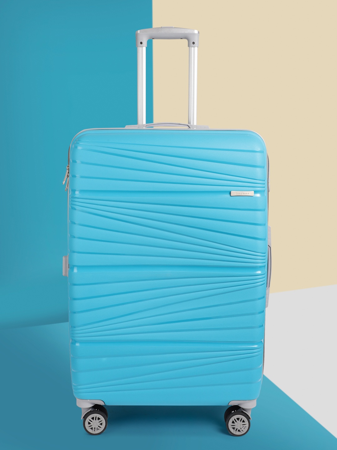 Teakwood Leathers Prism Textured 360 Degree Rotation Hard Large-Sized Trolley Bag 95L, Blue
Teakwood Leathers Prism Textured 360 Degree Rotation Hard Large-Sized Trolley Bag 95L, Blue