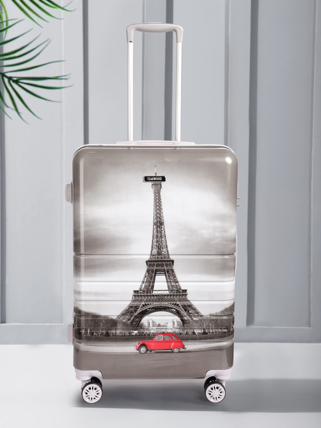 Teakwood Leathers Paris Print 360 Degree Rotation Hard Medium-Sized Trolley Bag 54.6L, Grey
Teakwood Leathers Paris Print 360 Degree Rotation Hard Medium-Sized Trolley Bag 54.6L, Grey