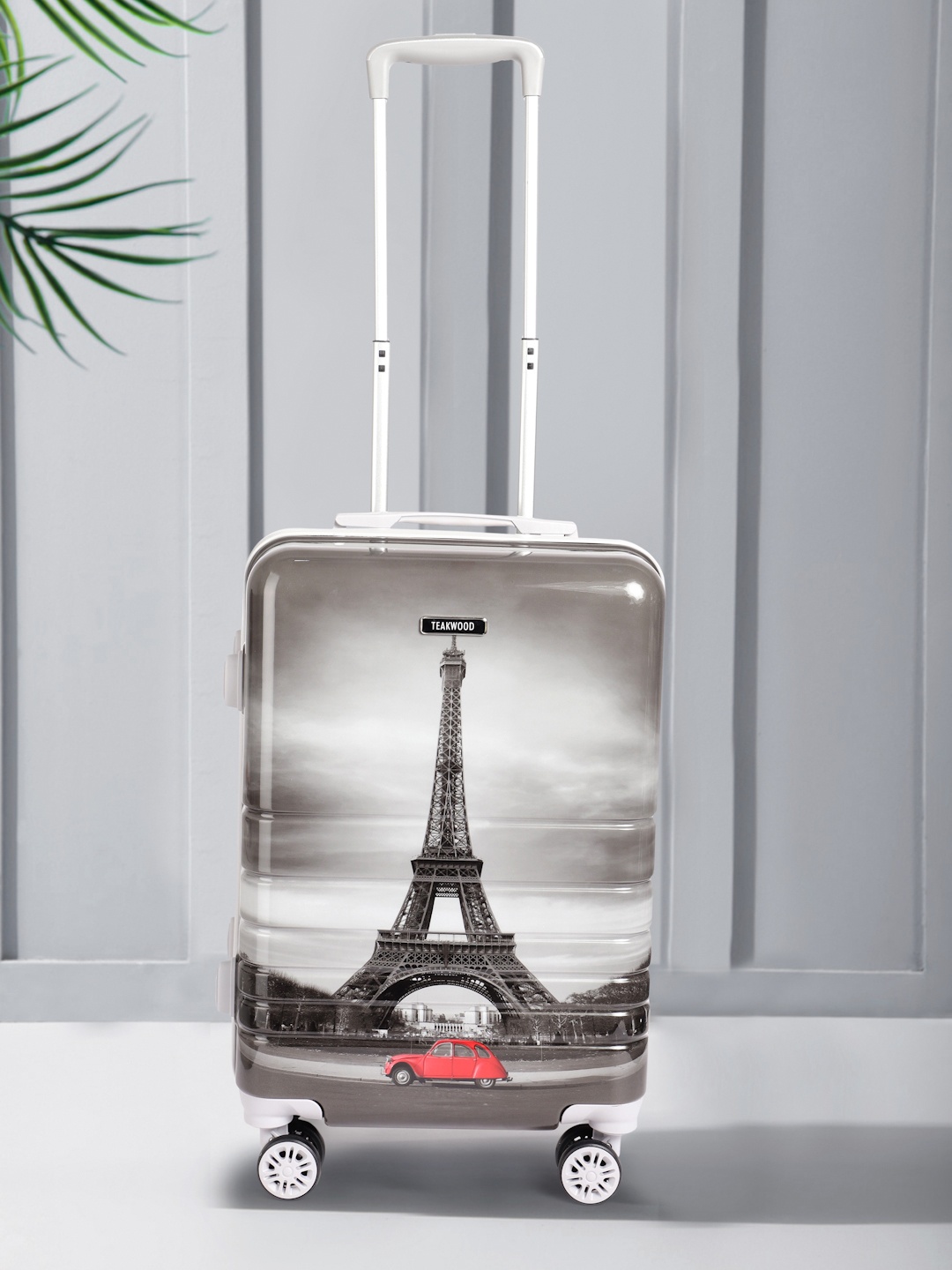Teakwood Leathers Paris Print 360 Degree Rotation Hard-Sided Cabin-Sized Trolley Bag 32L, Grey
Teakwood Leathers Paris Print 360 Degree Rotation Hard-Sided Cabin-Sized Trolley Bag 32L, Grey
