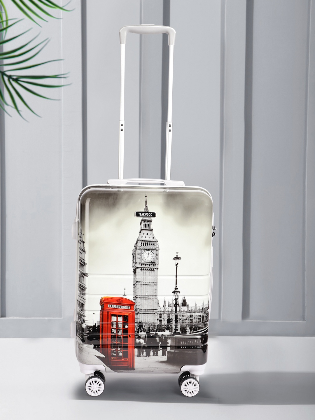 Teakwood Leathers London Print 360 Degree Rotation Hard-Sided Cabin-Sized Trolley Bag 32L, Grey
Teakwood Leathers London Print 360 Degree Rotation Hard-Sided Cabin-Sized Trolley Bag 32L, Grey
