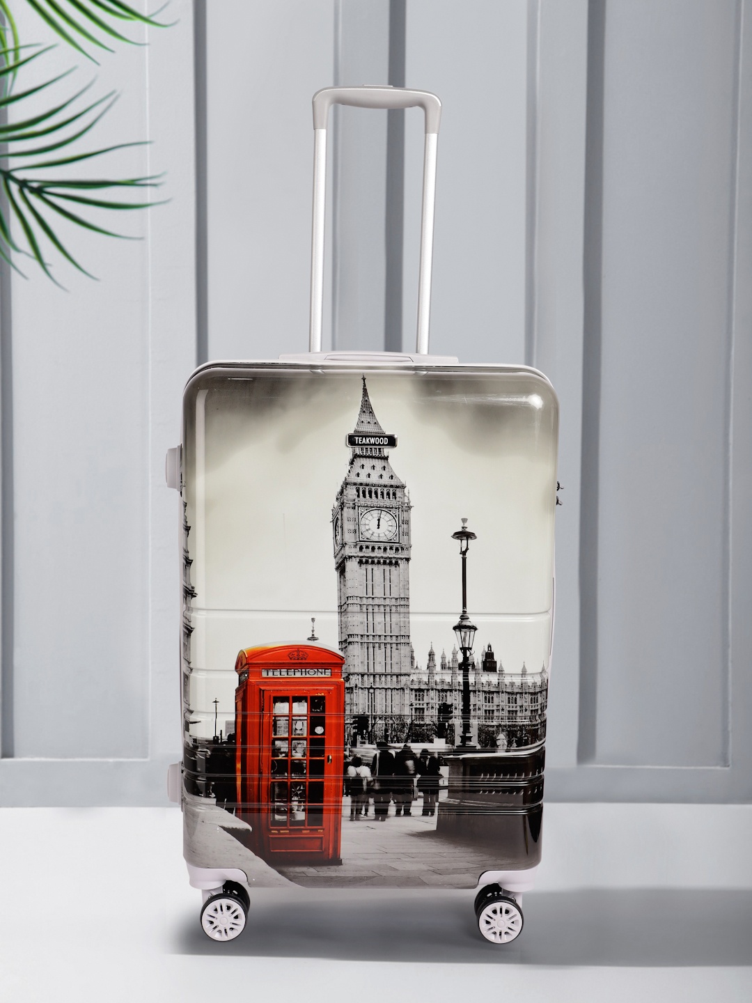 Teakwood Leathers London Print 360 Degree Rotation Hard Medium-Sized Trolley Bag 54.6L, Grey
Teakwood Leathers London Print 360 Degree Rotation Hard Medium-Sized Trolley Bag 54.6L, Grey