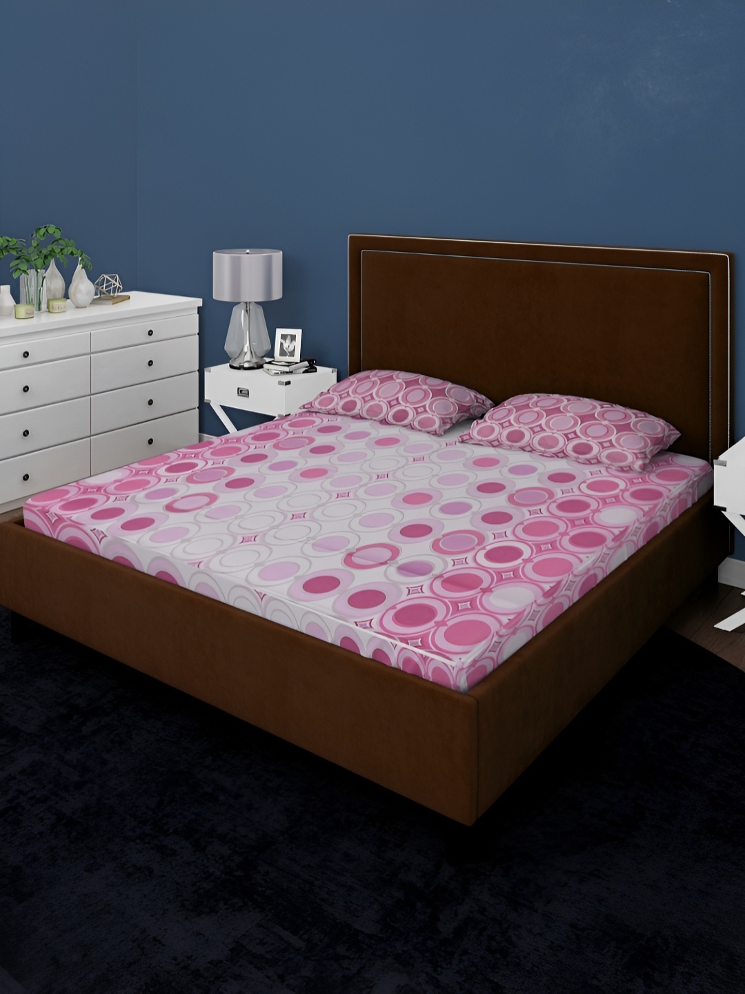 BOMBAY DYEING Pink & White Geometric Cotton 104 TC Queen Bedsheet With 2 Pillow Covers
BOMBAY DYEING Pink & White Geometric Cotton 104 TC Queen Bedsheet With 2 Pillow Covers