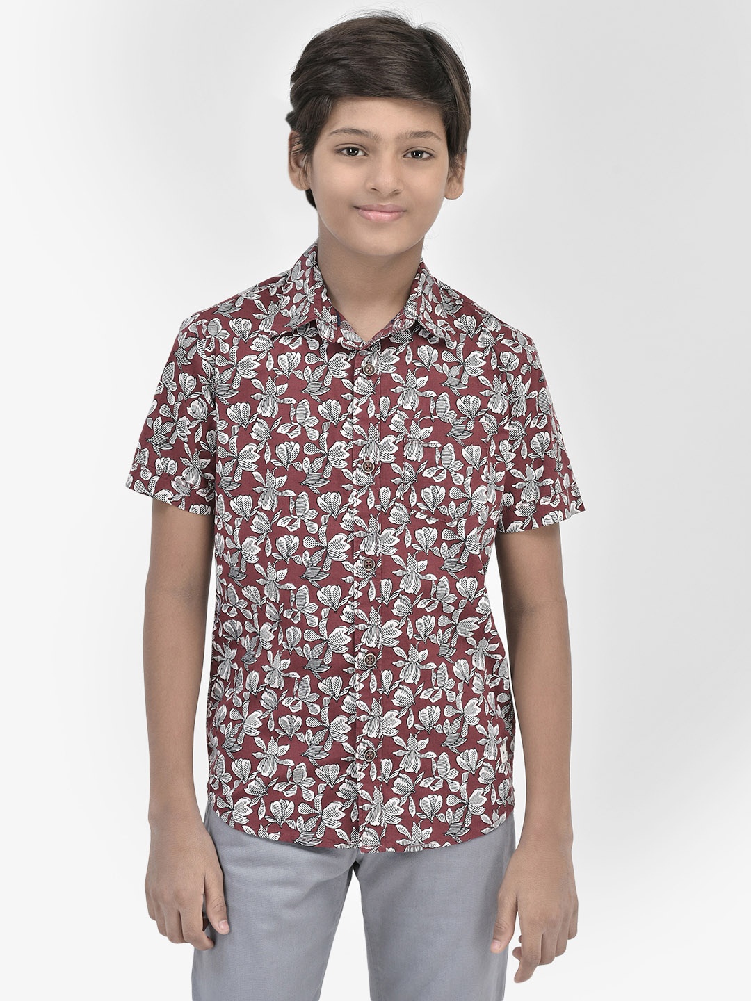 Crimsoune Club Boys Floral Printed Spread Collar Slim Fit Cotton Casual Shirt, Maroon
Crimsoune Club Boys Floral Printed Spread Collar Slim Fit Cotton Casual Shirt, Maroon