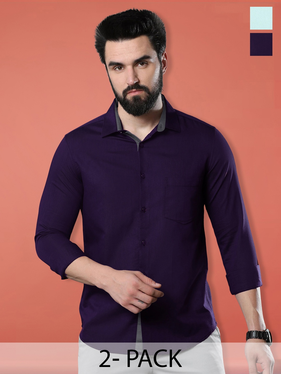 1 Stop Fashion Pack Of 2 Standard Spread Collar Long Sleeves Cotton Casual Shirt, Sea green
1 Stop Fashion Pack Of 2 Standard Spread Collar Long Sleeves Cotton Casual Shirt, Sea green