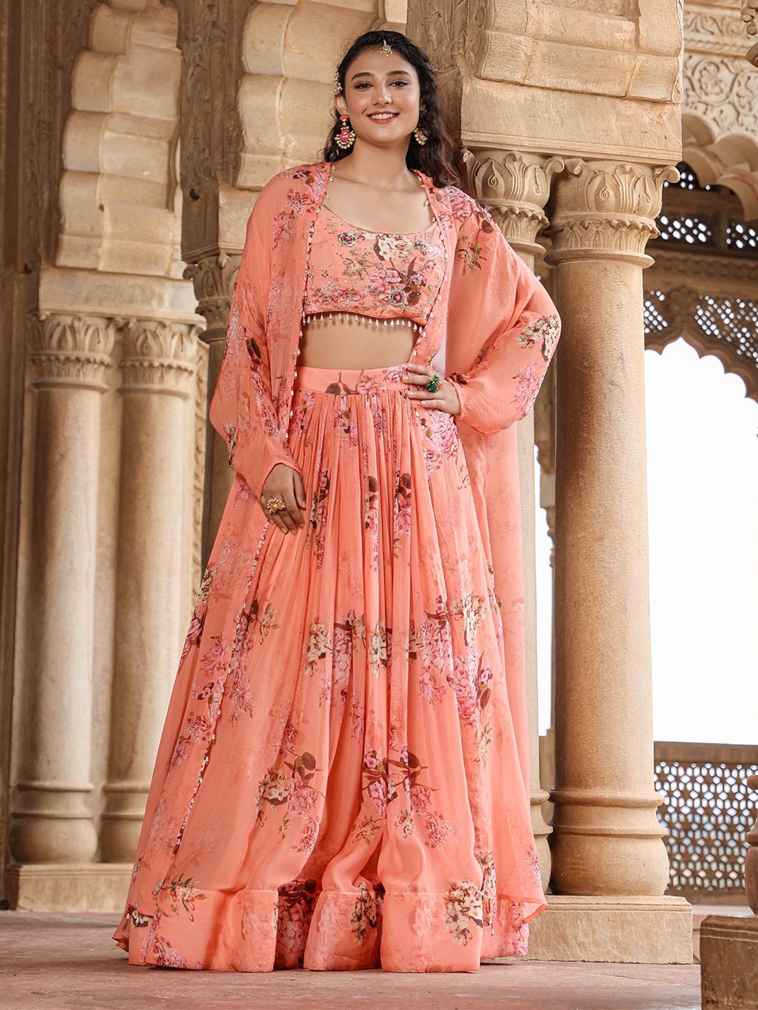 SCAKHI Embroidered Sequinned Detailed Organza Ready to Wear Lehenga & Blouse With Shrug, Pink
SCAKHI Embroidered Sequinned Detailed Organza Ready to Wear Lehenga & Blouse With Shrug, Pink