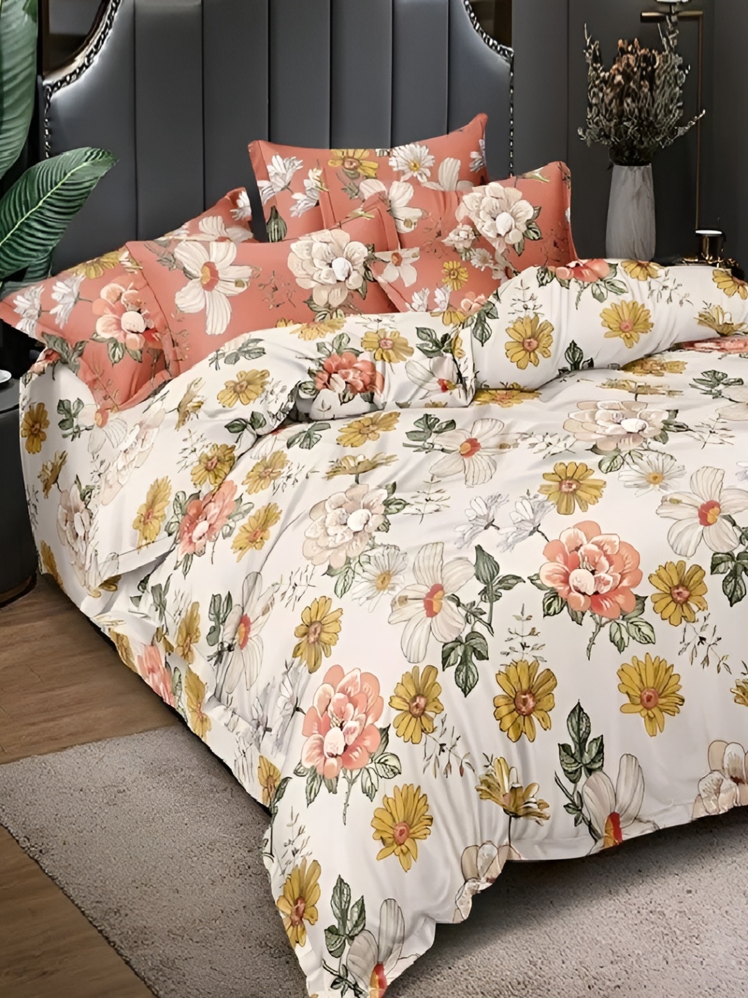 Laying Style Peach-Coloured & Green Floral 160 TC Queen Bedsheet with 2 Pillow Covers
Laying Style Peach-Coloured & Green Floral 160 TC Queen Bedsheet with 2 Pillow Covers