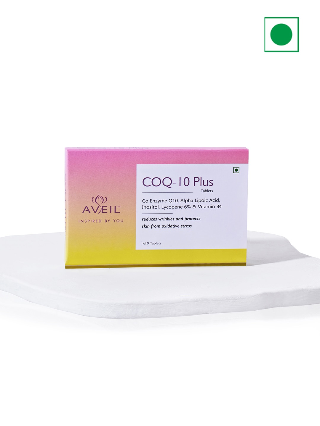 AVEIL COQ -10 Plus Tablet with Alpha Lipoic Acid & Vitamin B9 - 10 Tablets, Pink
AVEIL COQ -10 Plus Tablet with Alpha Lipoic Acid & Vitamin B9 - 10 Tablets, Pink