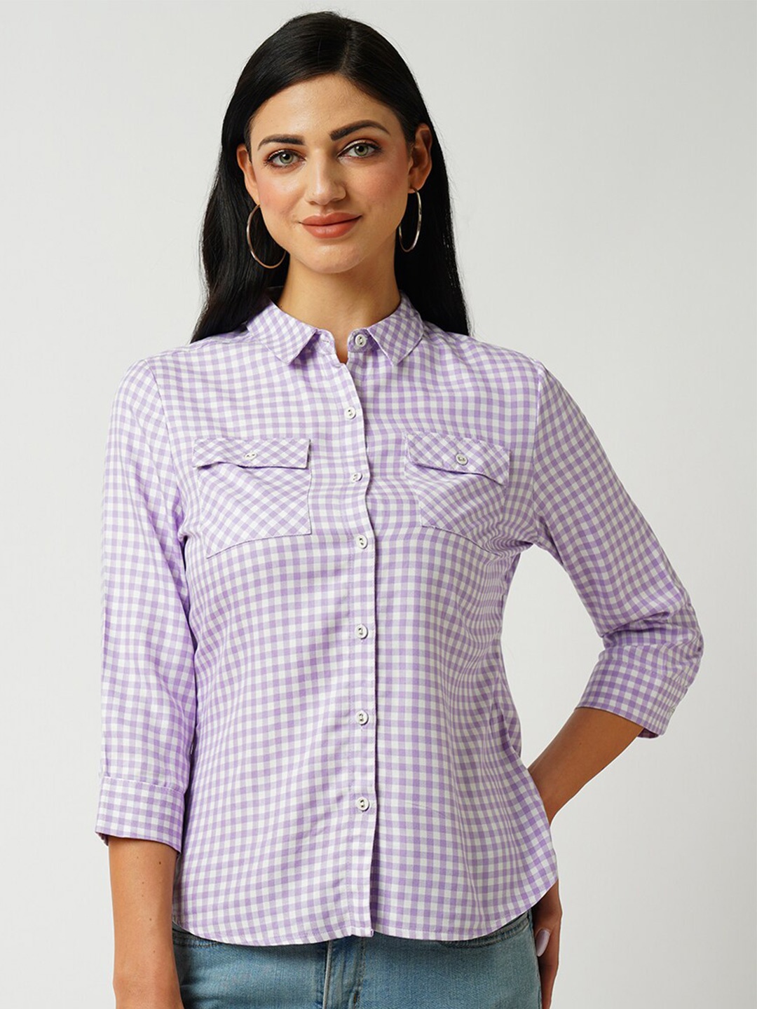Kraus Jeans Spread Collar Slim Fit Gingham Checks Opaque Checked Casual Shirt, Purple
Kraus Jeans Spread Collar Slim Fit Gingham Checks Opaque Checked Casual Shirt, Purple