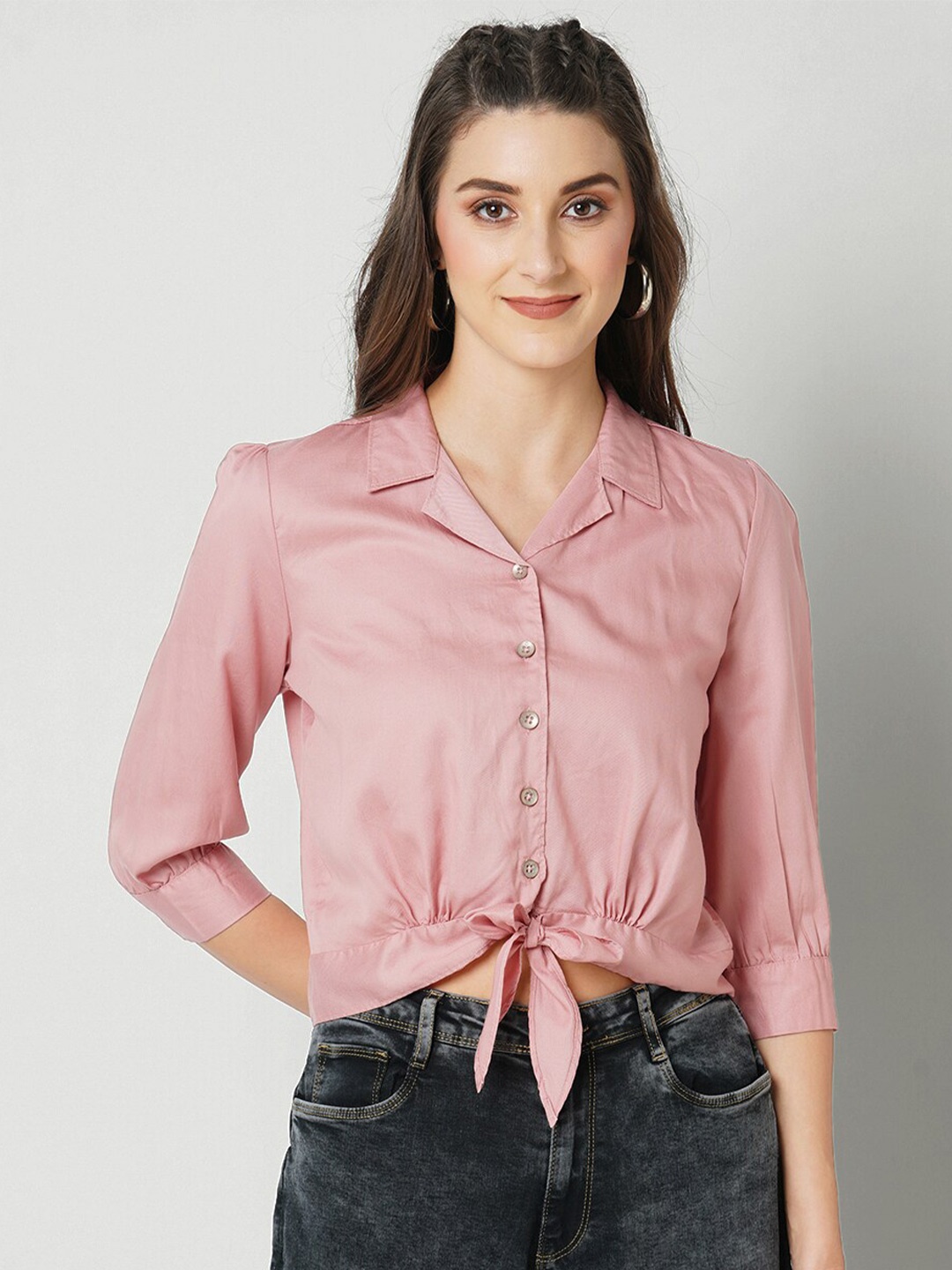 Kraus Jeans Lapel Collar Cuffed Sleeves Tie Ups Crop Slim Fit Opaque Casual Shirt, Pink
Kraus Jeans Lapel Collar Cuffed Sleeves Tie Ups Crop Slim Fit Opaque Casual Shirt, Pink