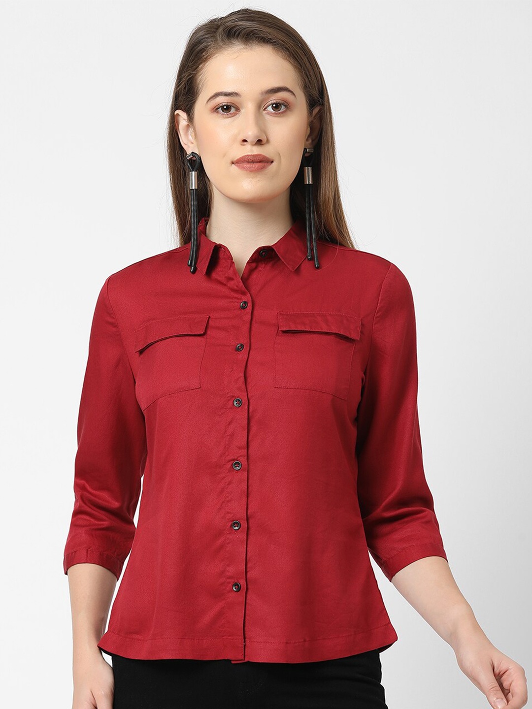 Kraus Jeans Spread Collar Three Quarter Sleeves High-low Hem Slim Fit Opaque Casual Shirt, Red
Kraus Jeans Spread Collar Three Quarter Sleeves High-low Hem Slim Fit Opaque Casual Shirt, Red